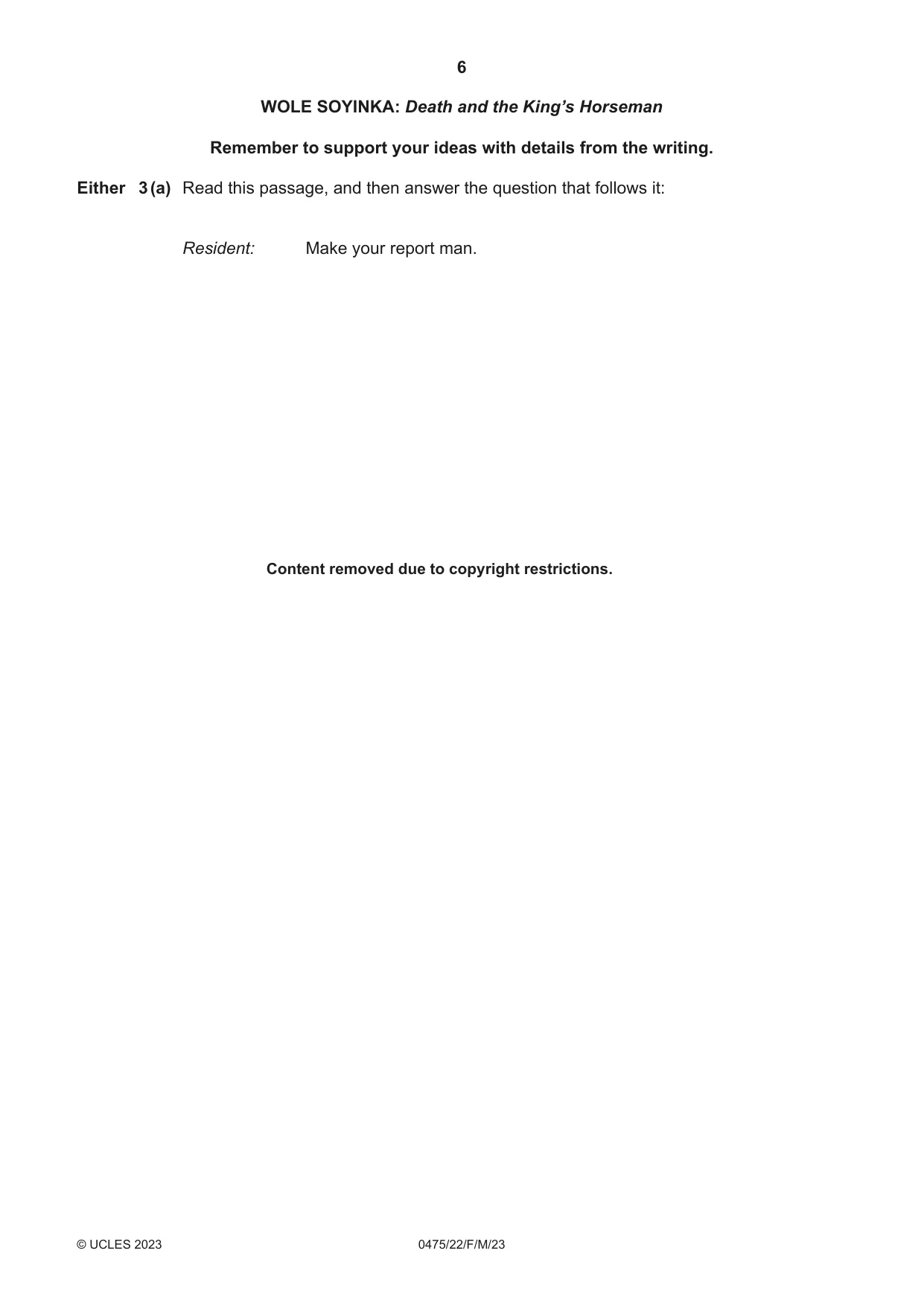 Cambridge IGCSE English - Literature in English 0475 2023 Feb/March Paper 2 · Variant 2 question paper, page 6 of 12