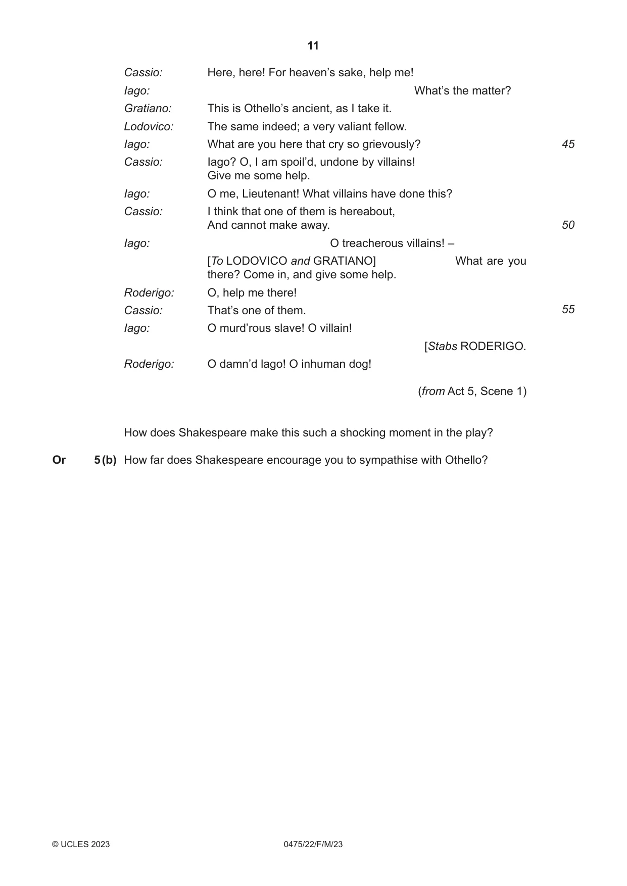 Cambridge IGCSE English - Literature in English 0475 2023 Feb/March Paper 2 · Variant 2 question paper, page 11 of 12