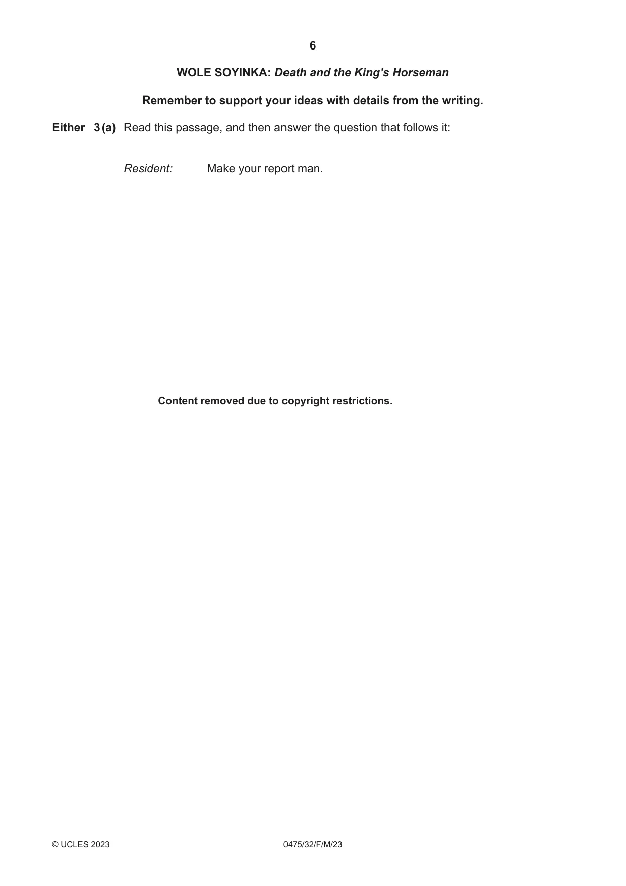 Cambridge IGCSE English - Literature in English 0475 2023 Feb/March Paper 3 · Variant 2 question paper, page 6 of 12