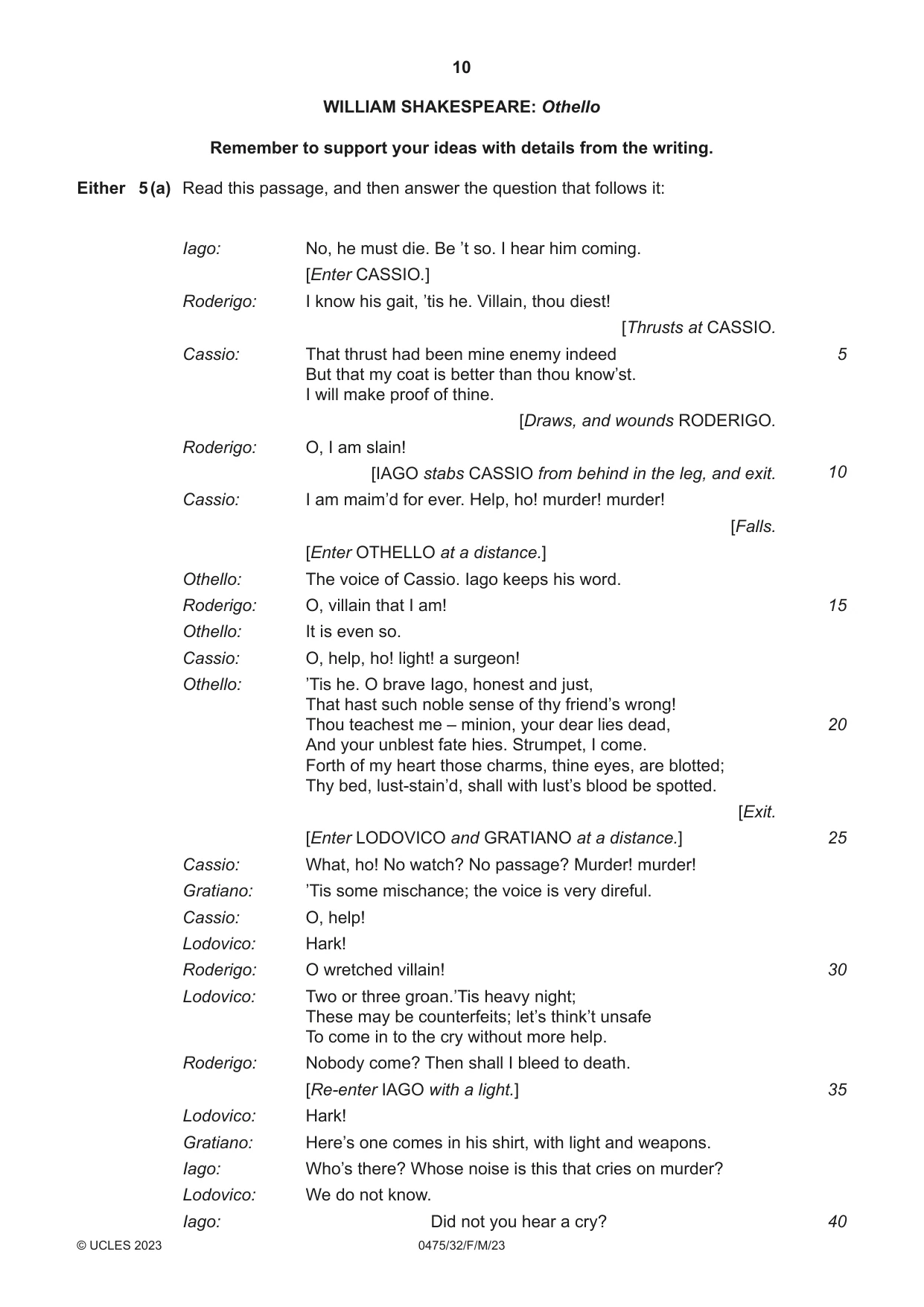 Cambridge IGCSE English - Literature in English 0475 2023 Feb/March Paper 3 · Variant 2 question paper, page 10 of 12