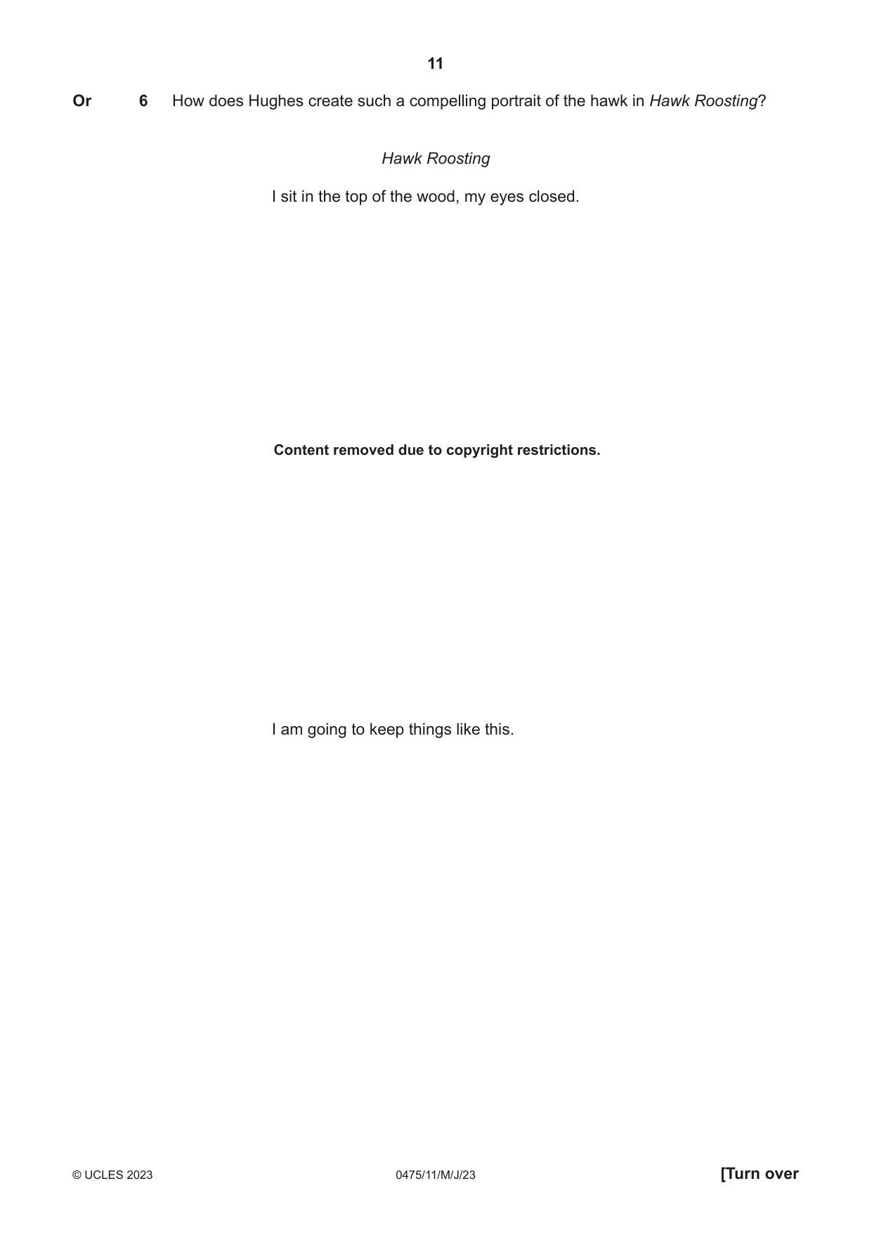 Cambridge IGCSE English - Literature in English 0475 2023 May/June Paper 1 · Variant 1 question paper, page 11 of 28