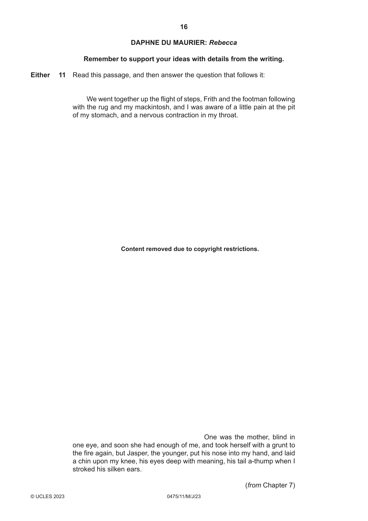 Cambridge IGCSE English - Literature in English 0475 2023 May/June Paper 1 · Variant 1 question paper, page 16 of 28