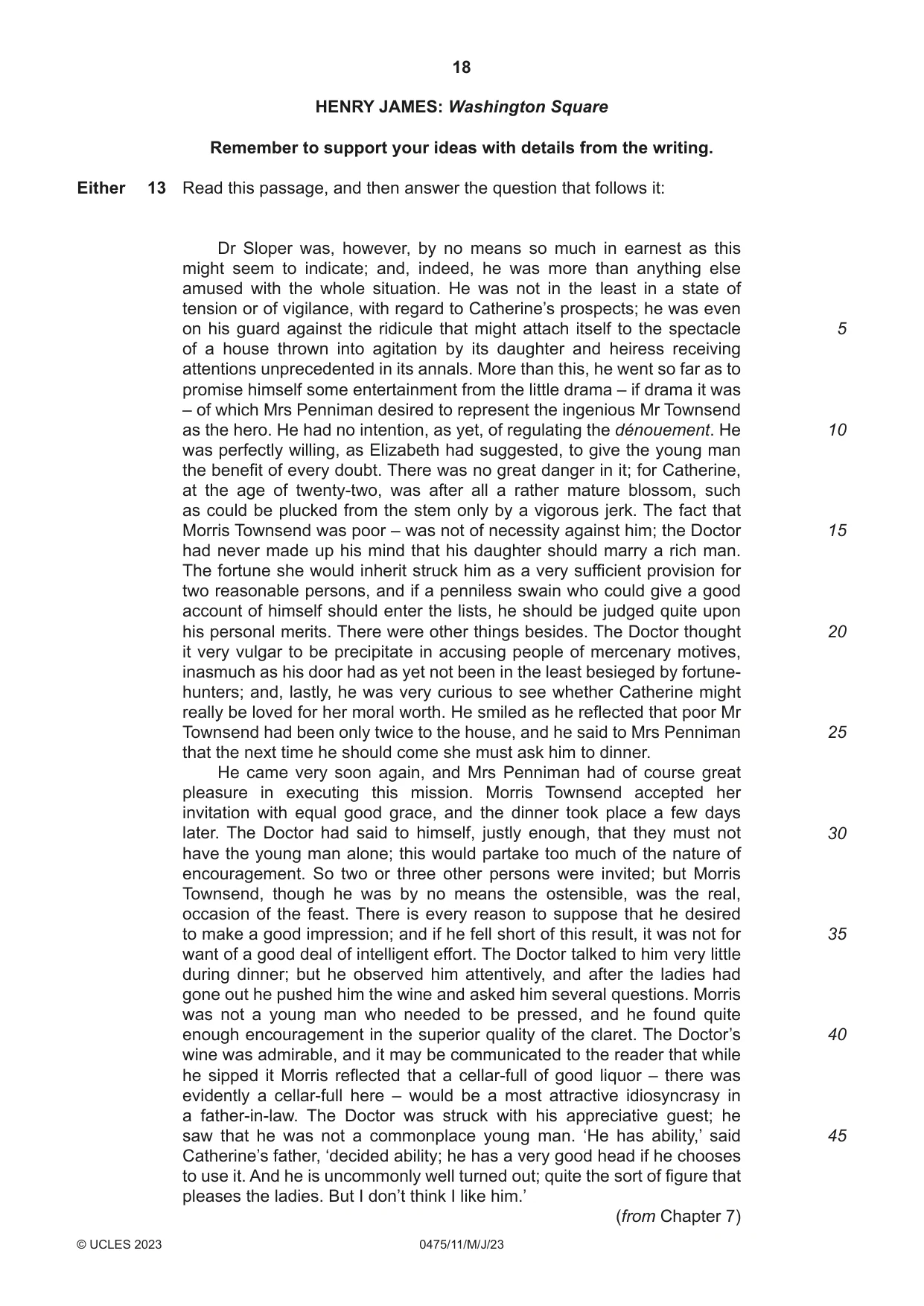 Cambridge IGCSE English - Literature in English 0475 2023 May/June Paper 1 · Variant 1 question paper, page 18 of 28