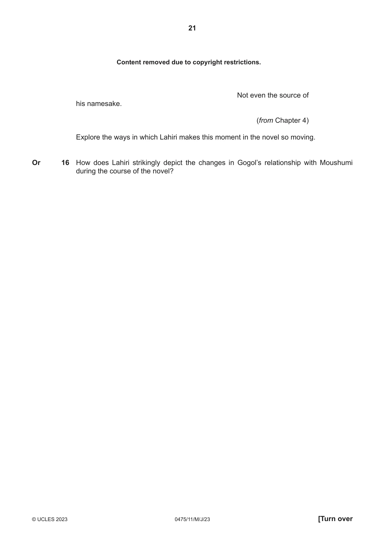 Cambridge IGCSE English - Literature in English 0475 2023 May/June Paper 1 · Variant 1 question paper, page 21 of 28