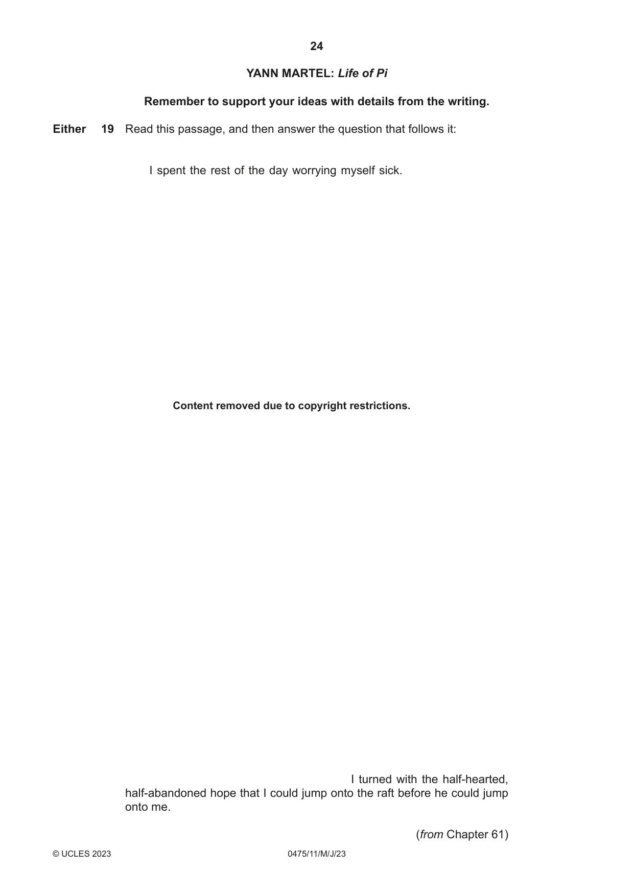 Cambridge IGCSE English - Literature in English 0475 2023 May/June Paper 1 · Variant 1 question paper, page 24 of 28
