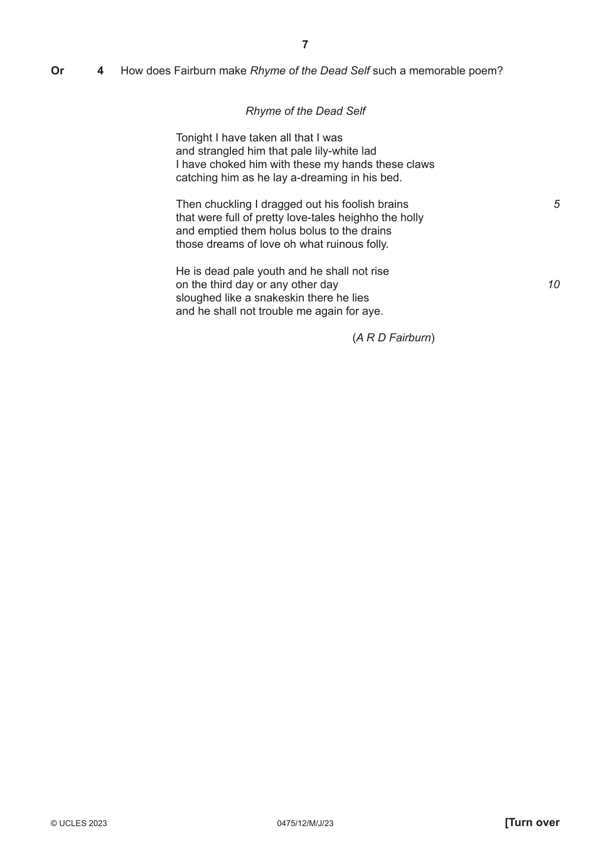 Cambridge IGCSE English - Literature in English 0475 2023 May/June Paper 1 · Variant 2 question paper, page 7 of 28