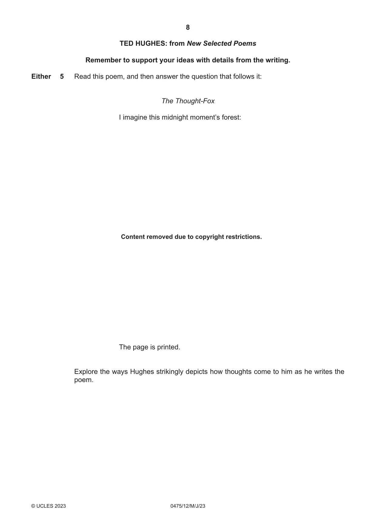 Cambridge IGCSE English - Literature in English 0475 2023 May/June Paper 1 · Variant 2 question paper, page 8 of 28