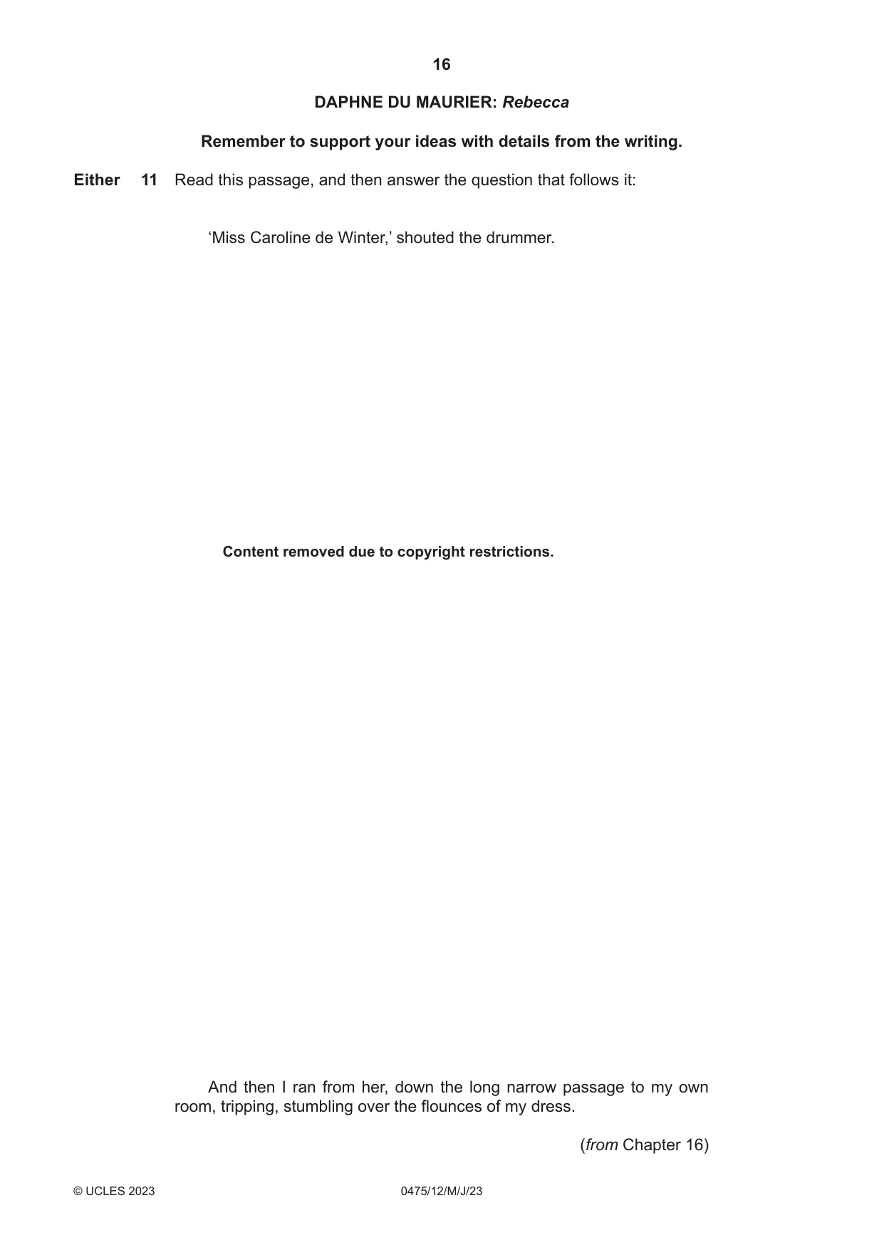 Cambridge IGCSE English - Literature in English 0475 2023 May/June Paper 1 · Variant 2 question paper, page 16 of 28