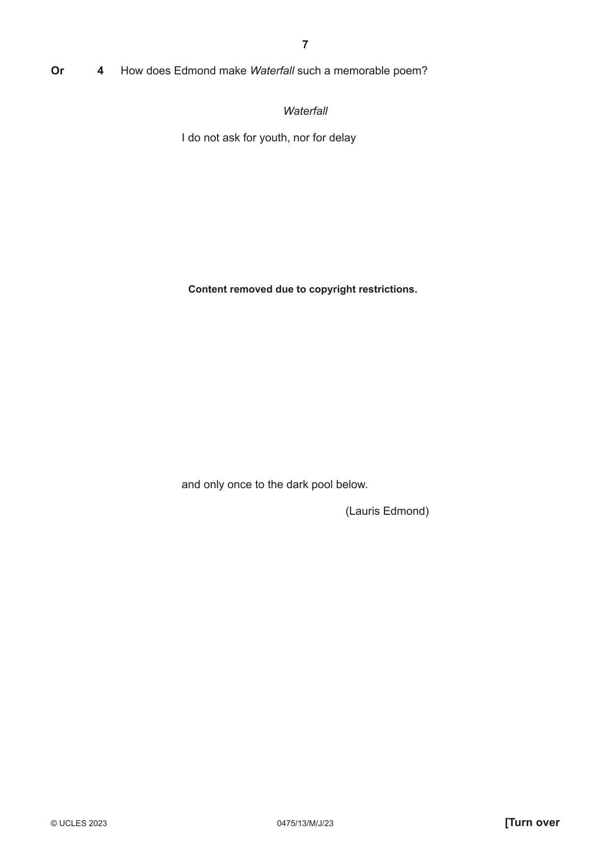 Cambridge IGCSE English - Literature in English 0475 2023 May/June Paper 1 · Variant 3 question paper, page 7 of 28