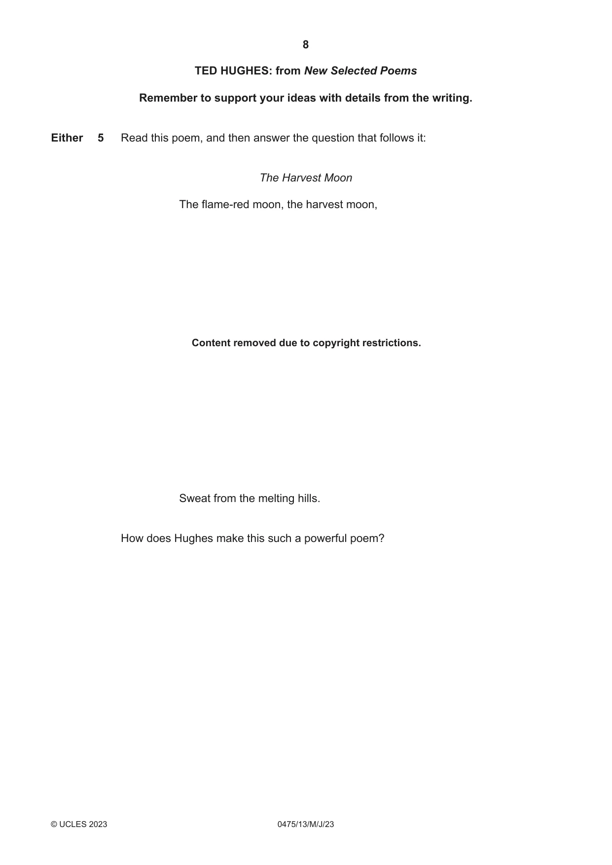 Cambridge IGCSE English - Literature in English 0475 2023 May/June Paper 1 · Variant 3 question paper, page 8 of 28