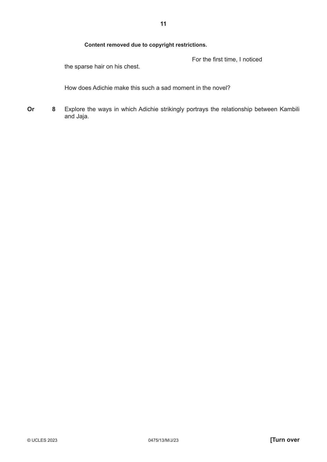 Cambridge IGCSE English - Literature in English 0475 2023 May/June Paper 1 · Variant 3 question paper, page 11 of 28