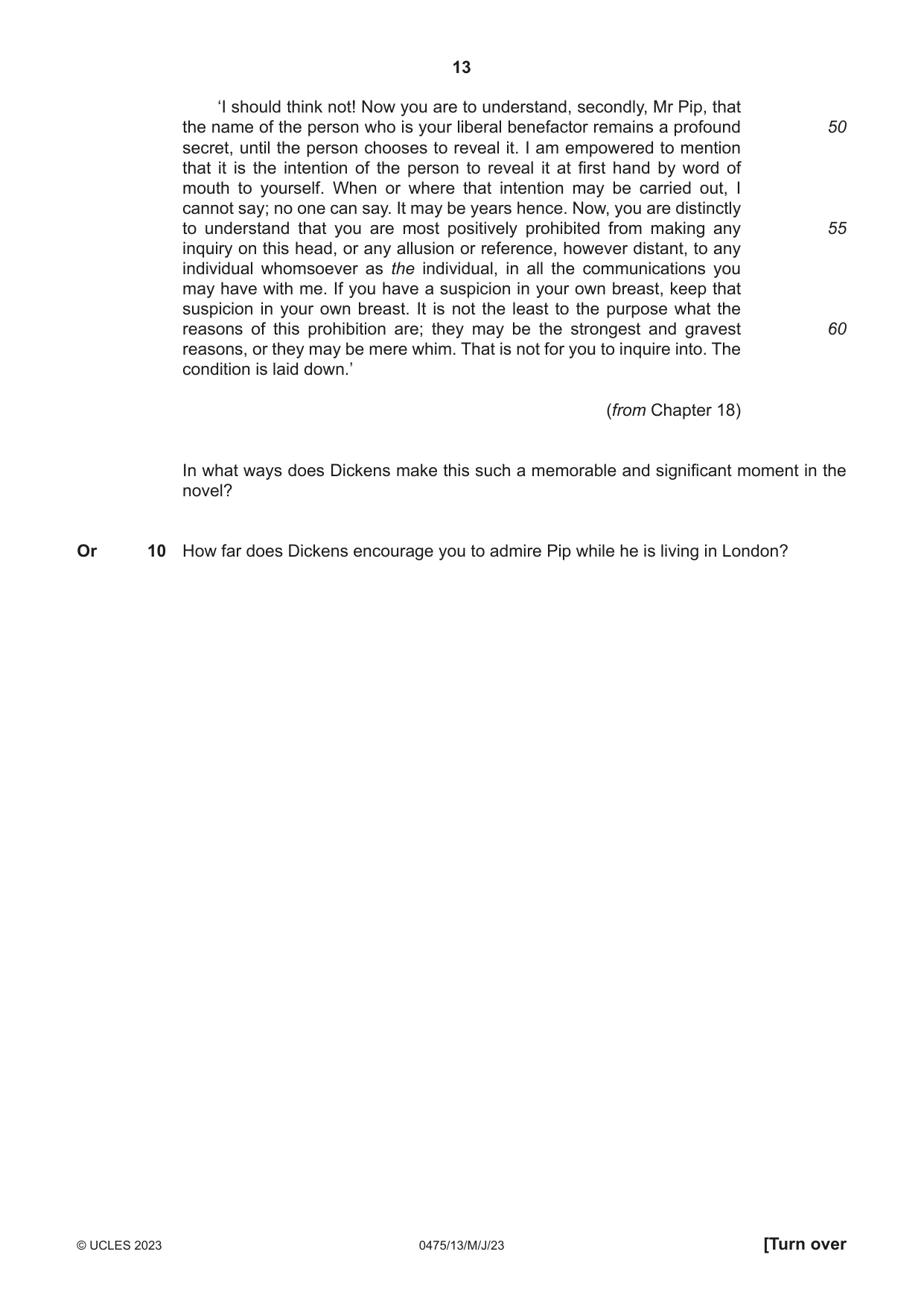 Cambridge IGCSE English - Literature in English 0475 2023 May/June Paper 1 · Variant 3 question paper, page 13 of 28