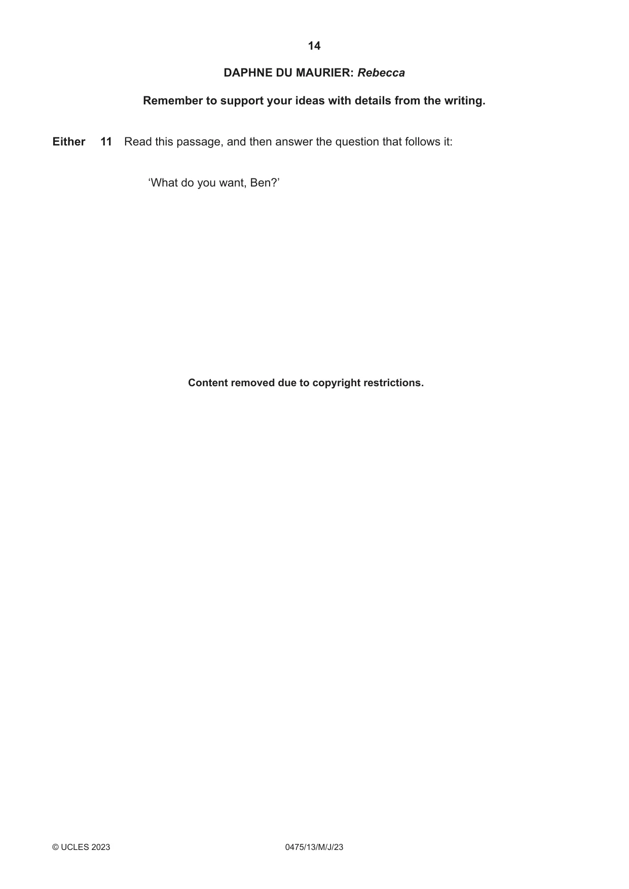 Cambridge IGCSE English - Literature in English 0475 2023 May/June Paper 1 · Variant 3 question paper, page 14 of 28