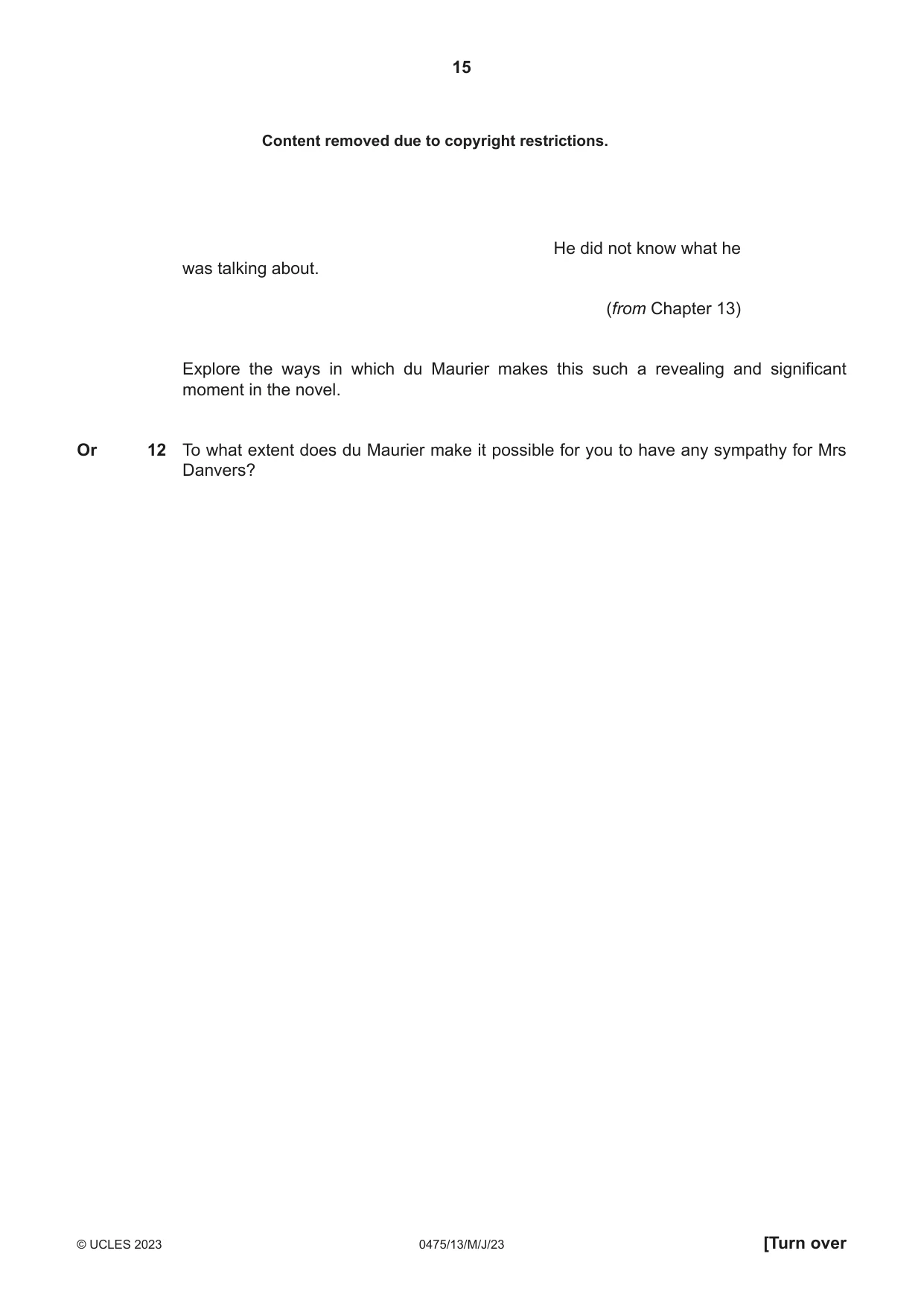 Cambridge IGCSE English - Literature in English 0475 2023 May/June Paper 1 · Variant 3 question paper, page 15 of 28