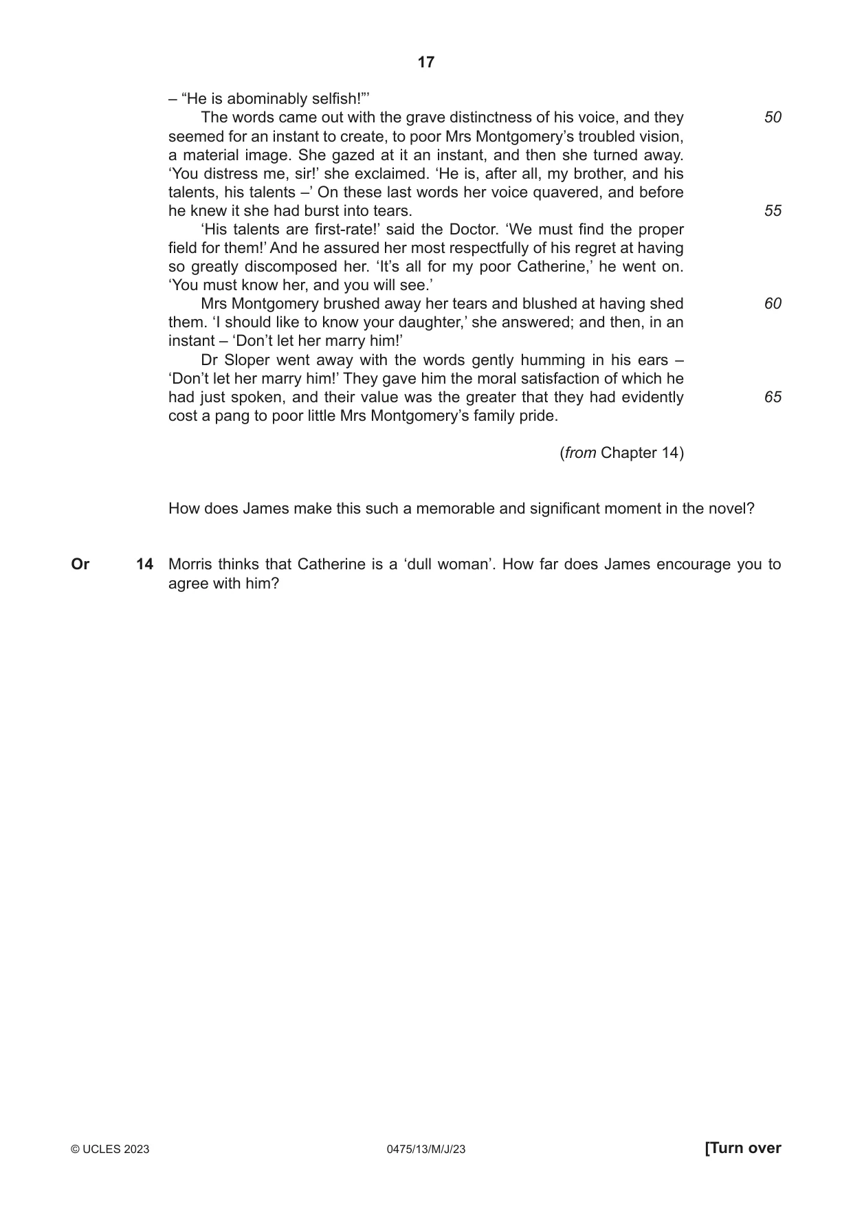 Cambridge IGCSE English - Literature in English 0475 2023 May/June Paper 1 · Variant 3 question paper, page 17 of 28