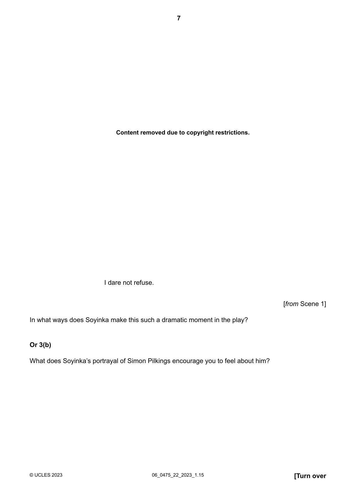 Cambridge IGCSE English - Literature in English 0475 2023 May/June Paper 2 · Variant 2 question paper, page 7 of 12