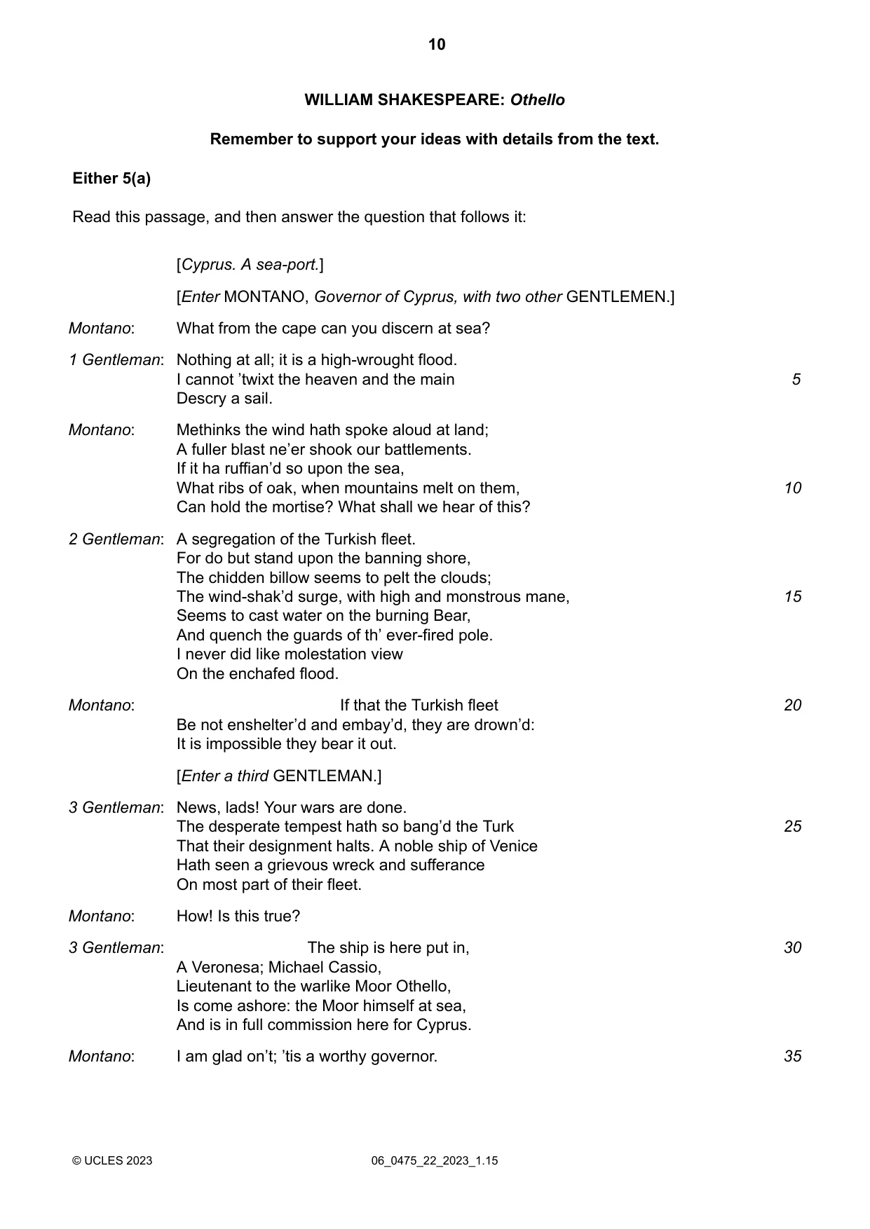 Cambridge IGCSE English - Literature in English 0475 2023 May/June Paper 2 · Variant 2 question paper, page 10 of 12