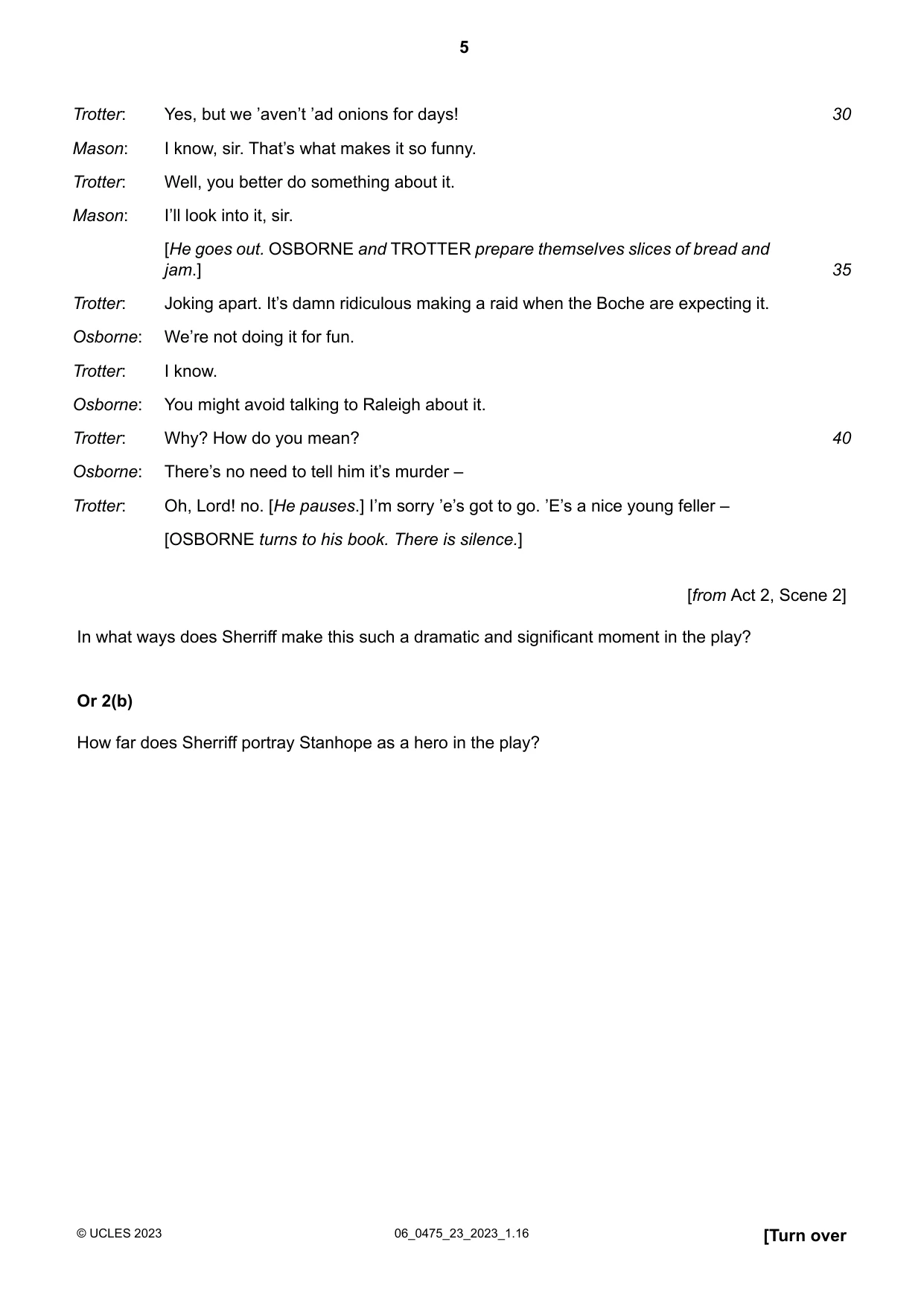 Cambridge IGCSE English - Literature in English 0475 2023 May/June Paper 2 · Variant 3 question paper, page 5 of 12