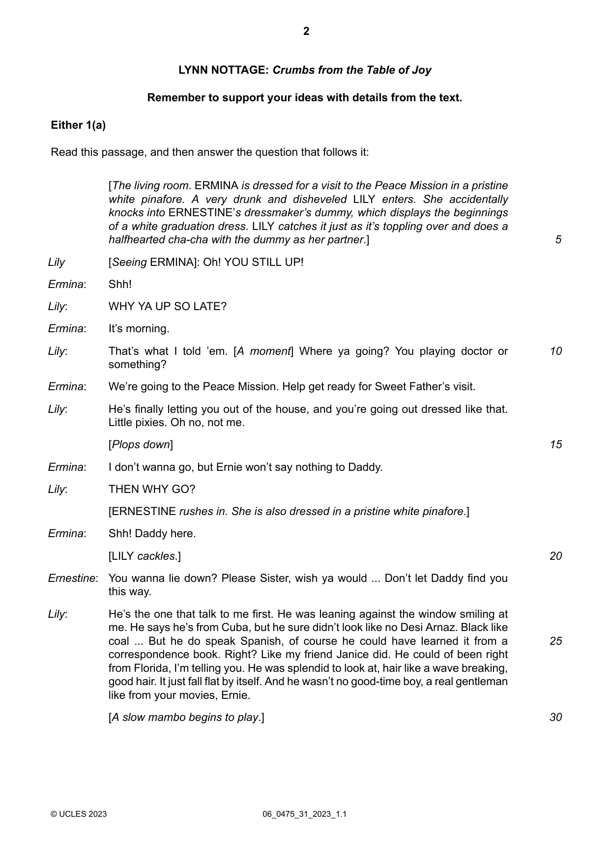 Cambridge IGCSE English - Literature in English 0475 2023 May/June Paper 3 · Variant 1 question paper, page 2 of 12