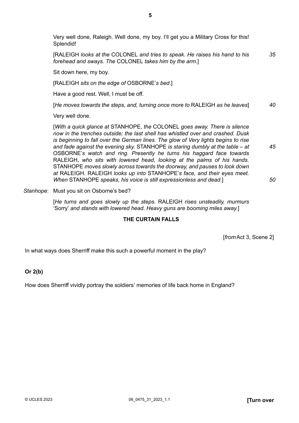 Cambridge IGCSE English - Literature in English 0475 2023 May/June Paper 3 · Variant 1 question paper, page 5 of 12