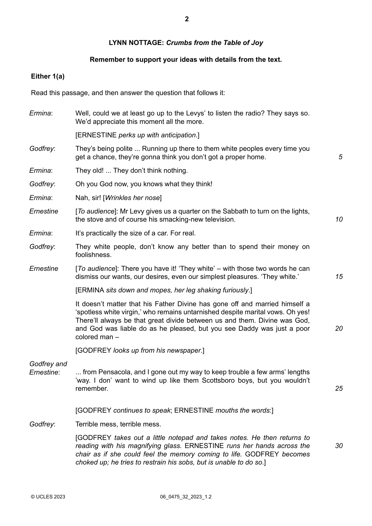 Cambridge IGCSE English - Literature in English 0475 2023 May/June Paper 3 · Variant 2 question paper, page 2 of 12