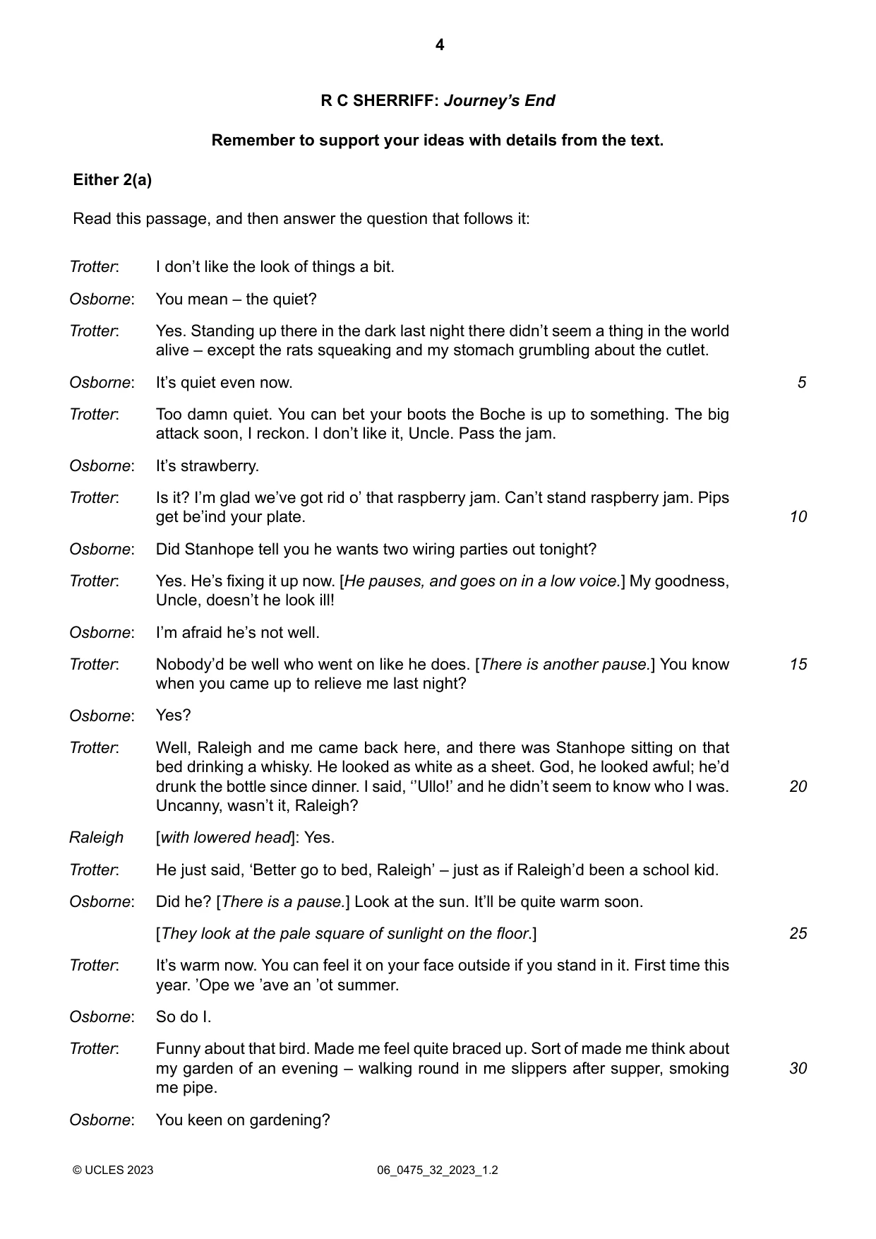 Cambridge IGCSE English - Literature in English 0475 2023 May/June Paper 3 · Variant 2 question paper, page 4 of 12