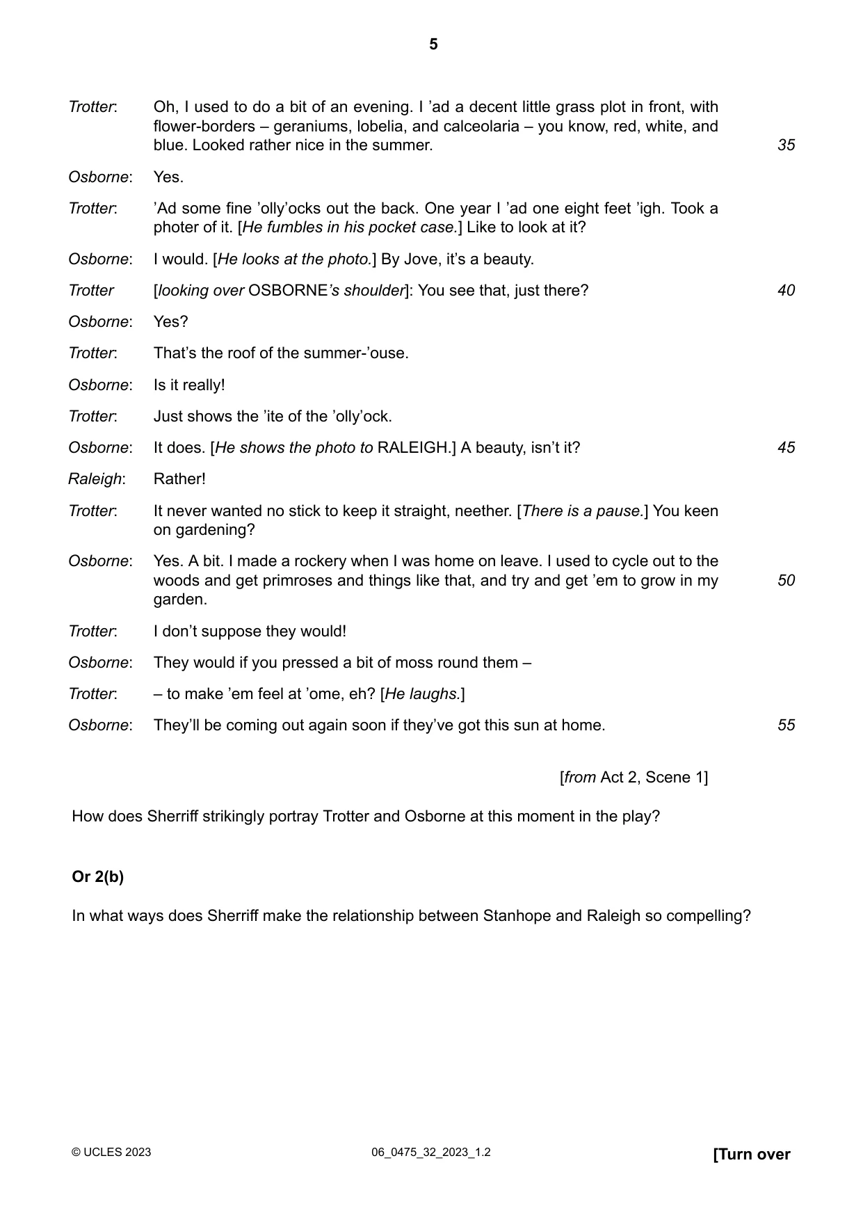 Cambridge IGCSE English - Literature in English 0475 2023 May/June Paper 3 · Variant 2 question paper, page 5 of 12