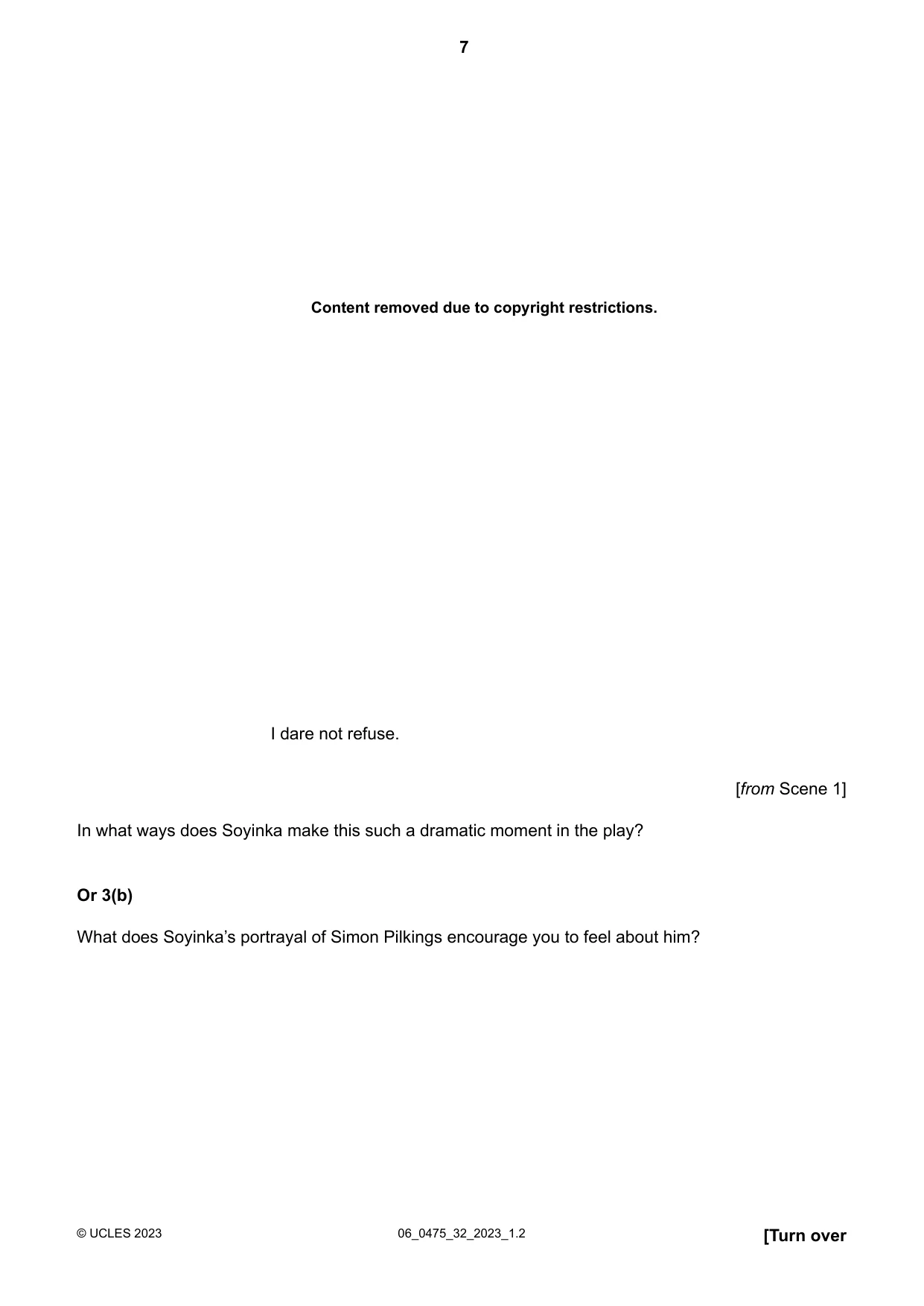 Cambridge IGCSE English - Literature in English 0475 2023 May/June Paper 3 · Variant 2 question paper, page 7 of 12
