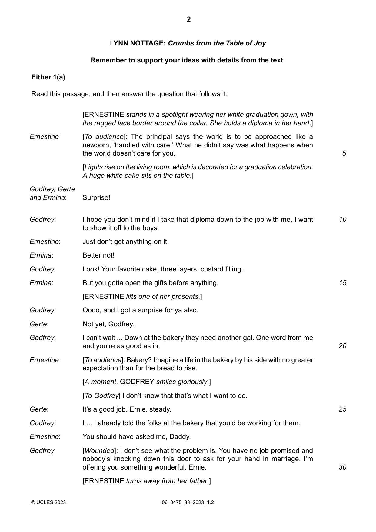 Cambridge IGCSE English - Literature in English 0475 2023 May/June Paper 3 · Variant 3 question paper, page 2 of 12