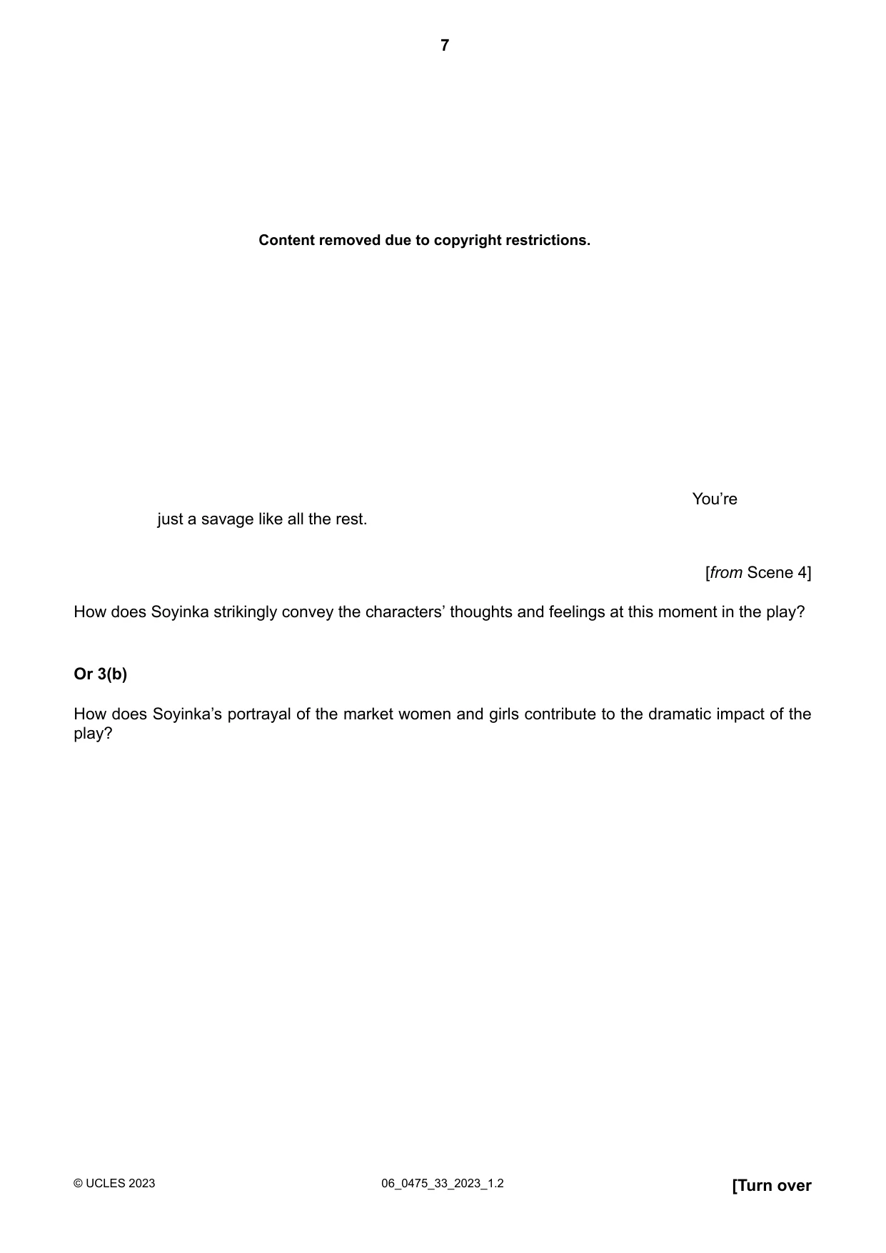 Cambridge IGCSE English - Literature in English 0475 2023 May/June Paper 3 · Variant 3 question paper, page 7 of 12