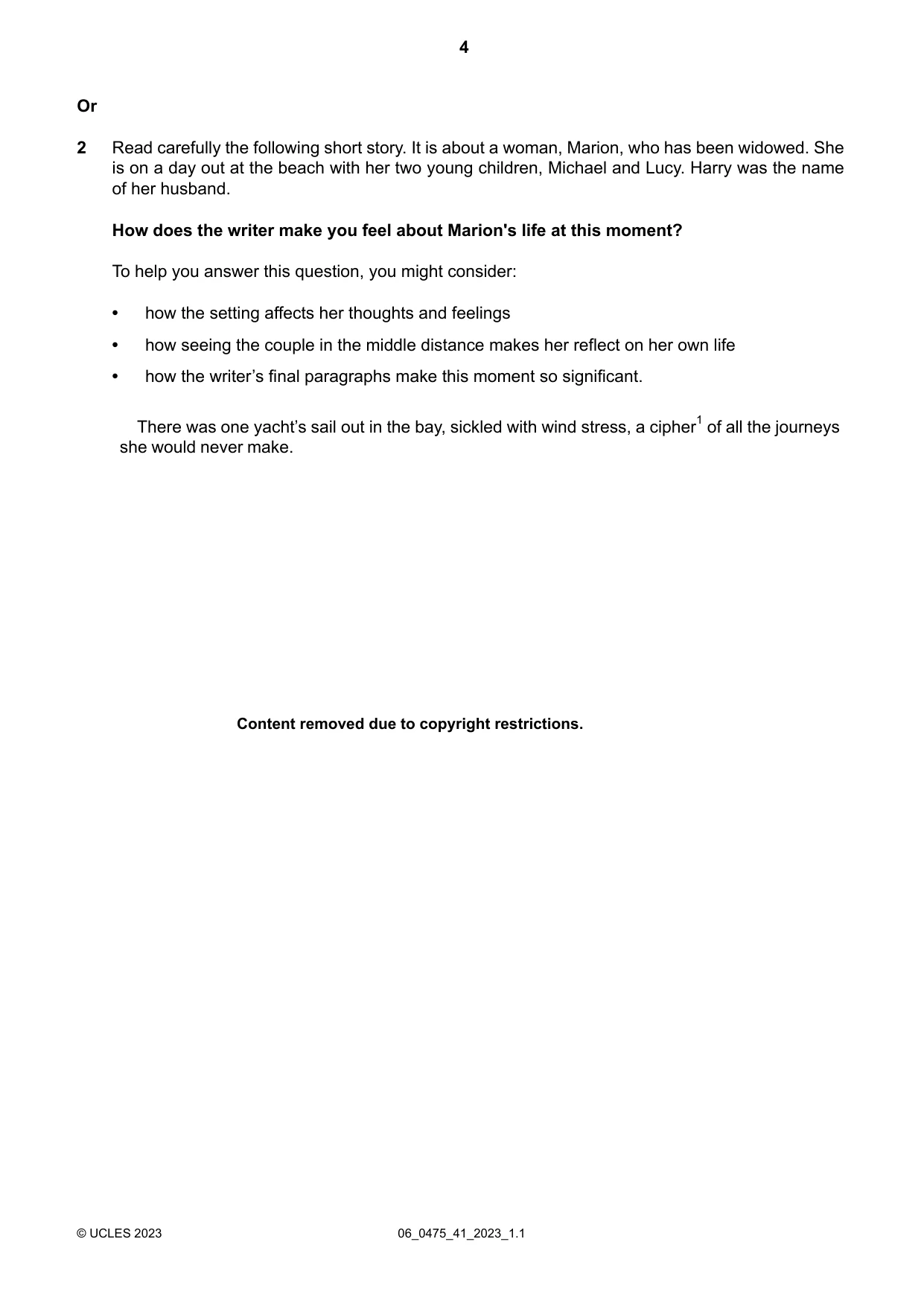 Cambridge IGCSE English - Literature in English 0475 2023 May/June Paper 4 · Variant 1 question paper, page 4 of 8
