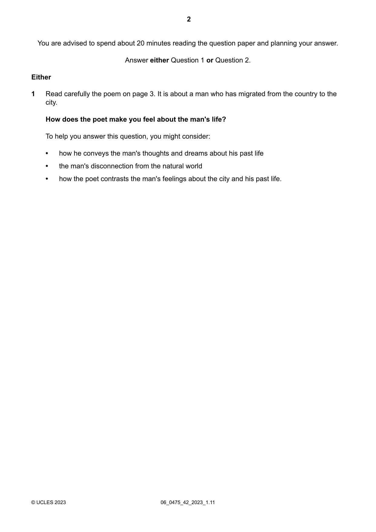 Cambridge IGCSE English - Literature in English 0475 2023 May/June Paper 4 · Variant 2 question paper, page 2 of 8