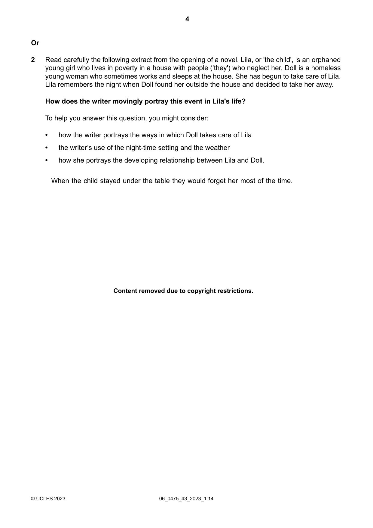 Cambridge IGCSE English - Literature in English 0475 2023 May/June Paper 4 · Variant 3 question paper, page 4 of 8