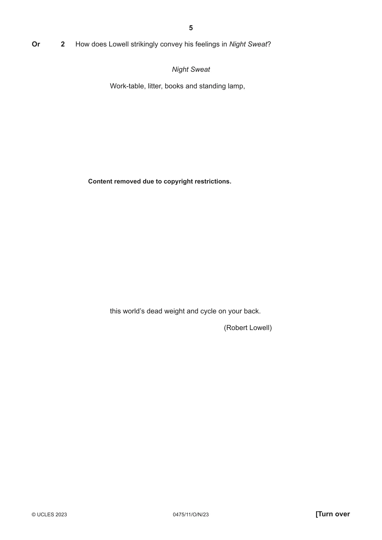 Cambridge IGCSE English - Literature in English 0475 2023 Oct/Nov Paper 1 · Variant 1 question paper, page 5 of 28