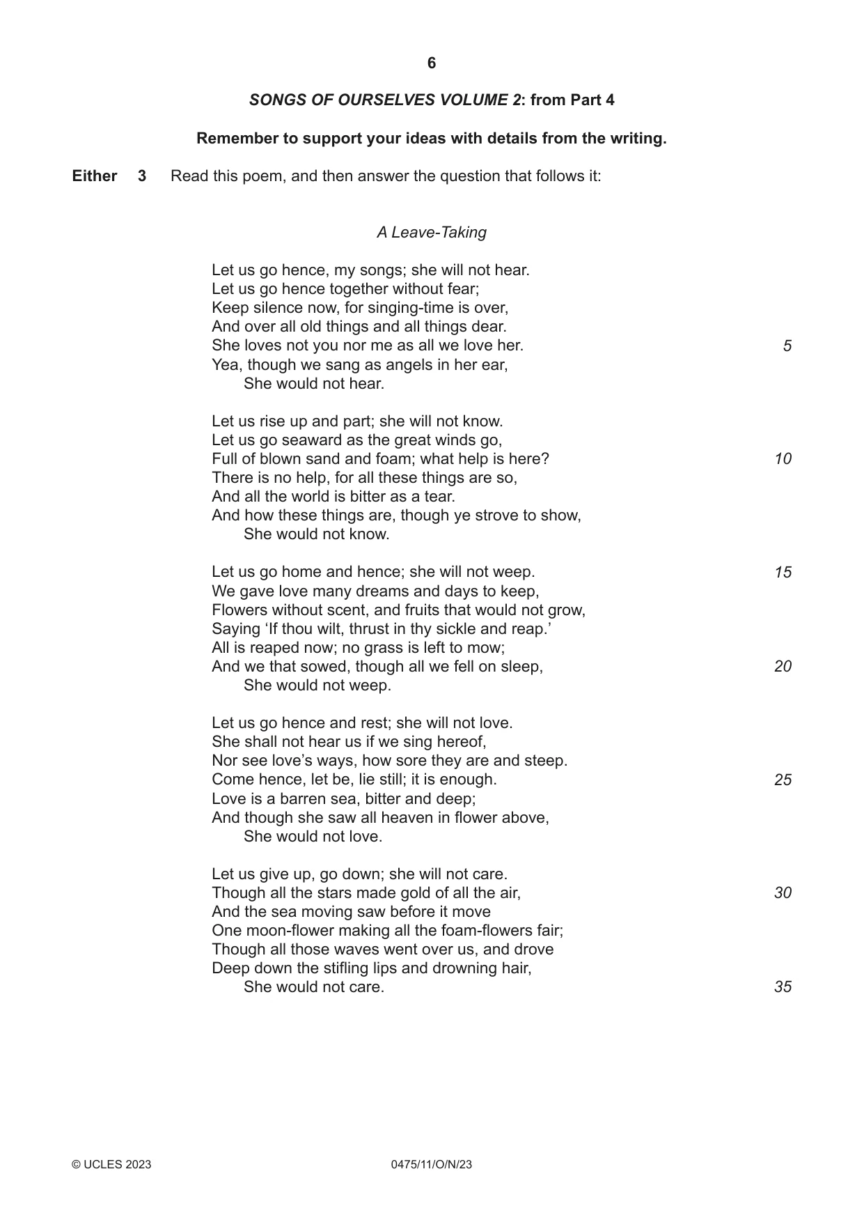 Cambridge IGCSE English - Literature in English 0475 2023 Oct/Nov Paper 1 · Variant 1 question paper, page 6 of 28