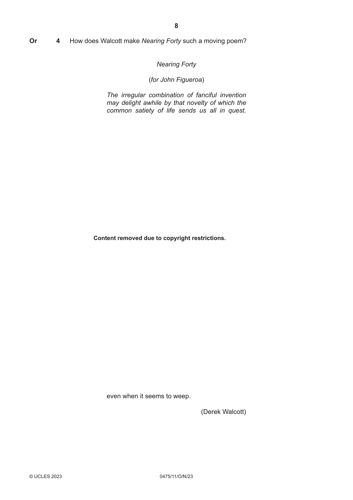 Cambridge IGCSE English - Literature in English 0475 2023 Oct/Nov Paper 1 · Variant 1 question paper, page 8 of 28