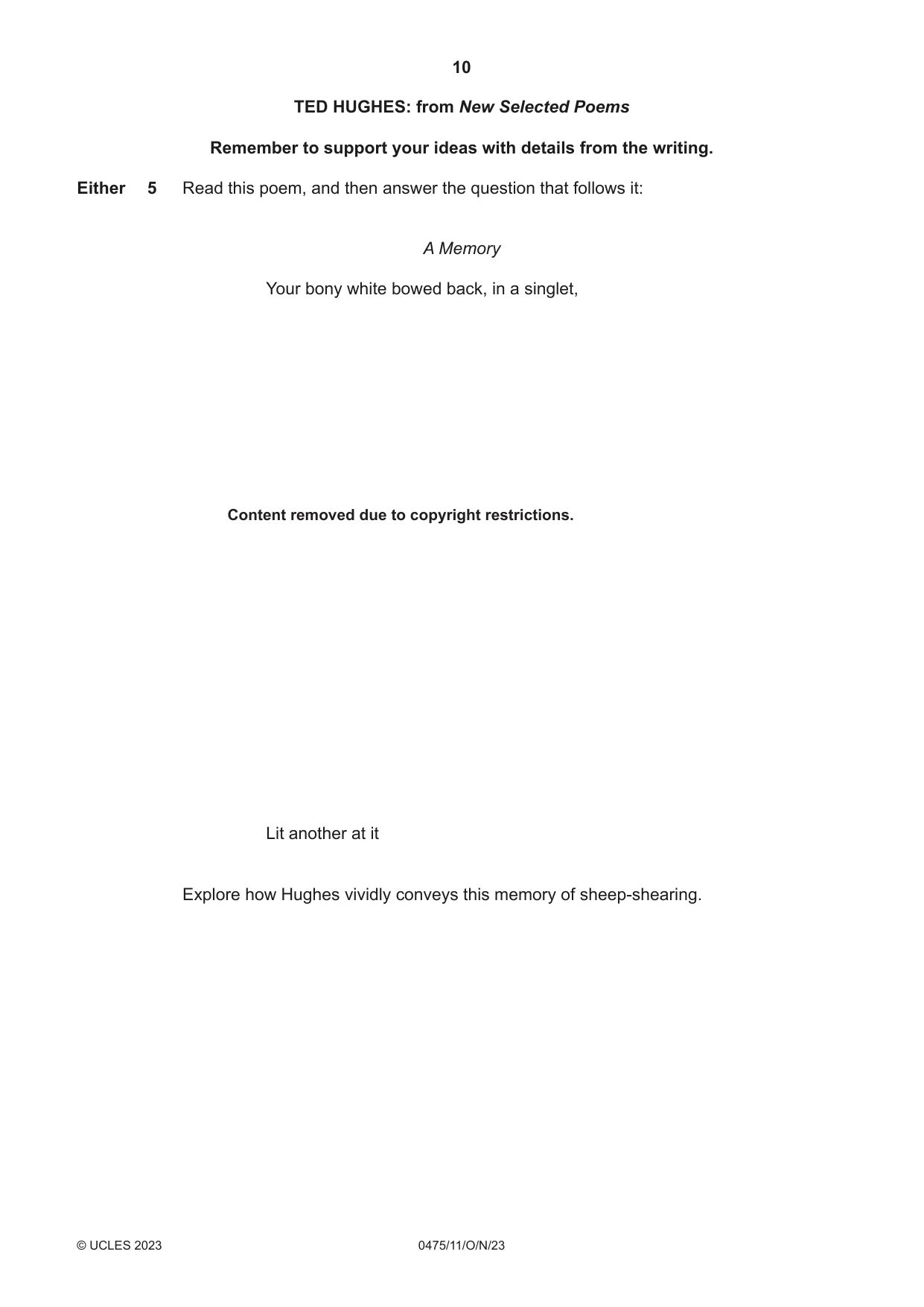 Cambridge IGCSE English - Literature in English 0475 2023 Oct/Nov Paper 1 · Variant 1 question paper, page 10 of 28
