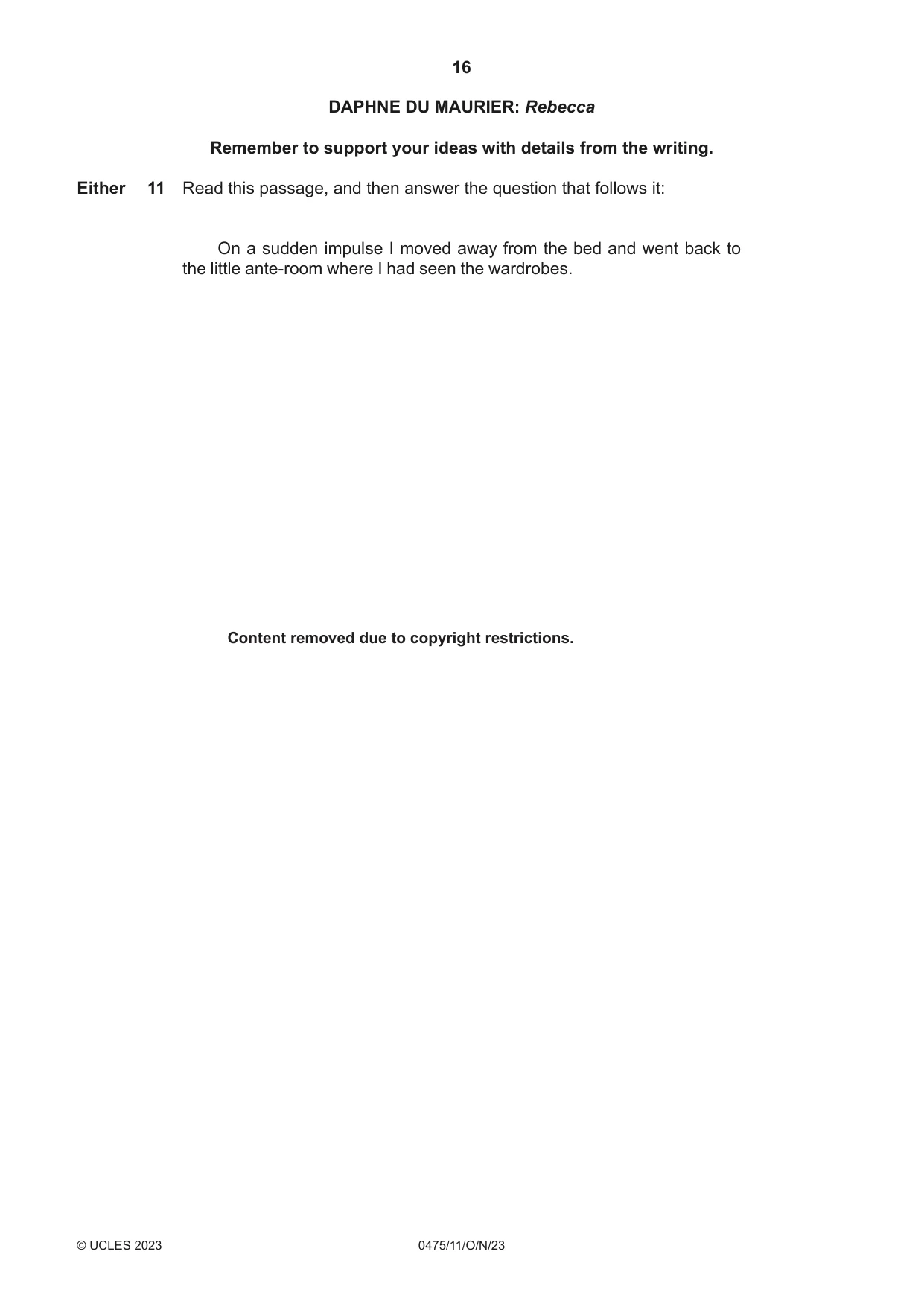 Cambridge IGCSE English - Literature in English 0475 2023 Oct/Nov Paper 1 · Variant 1 question paper, page 16 of 28
