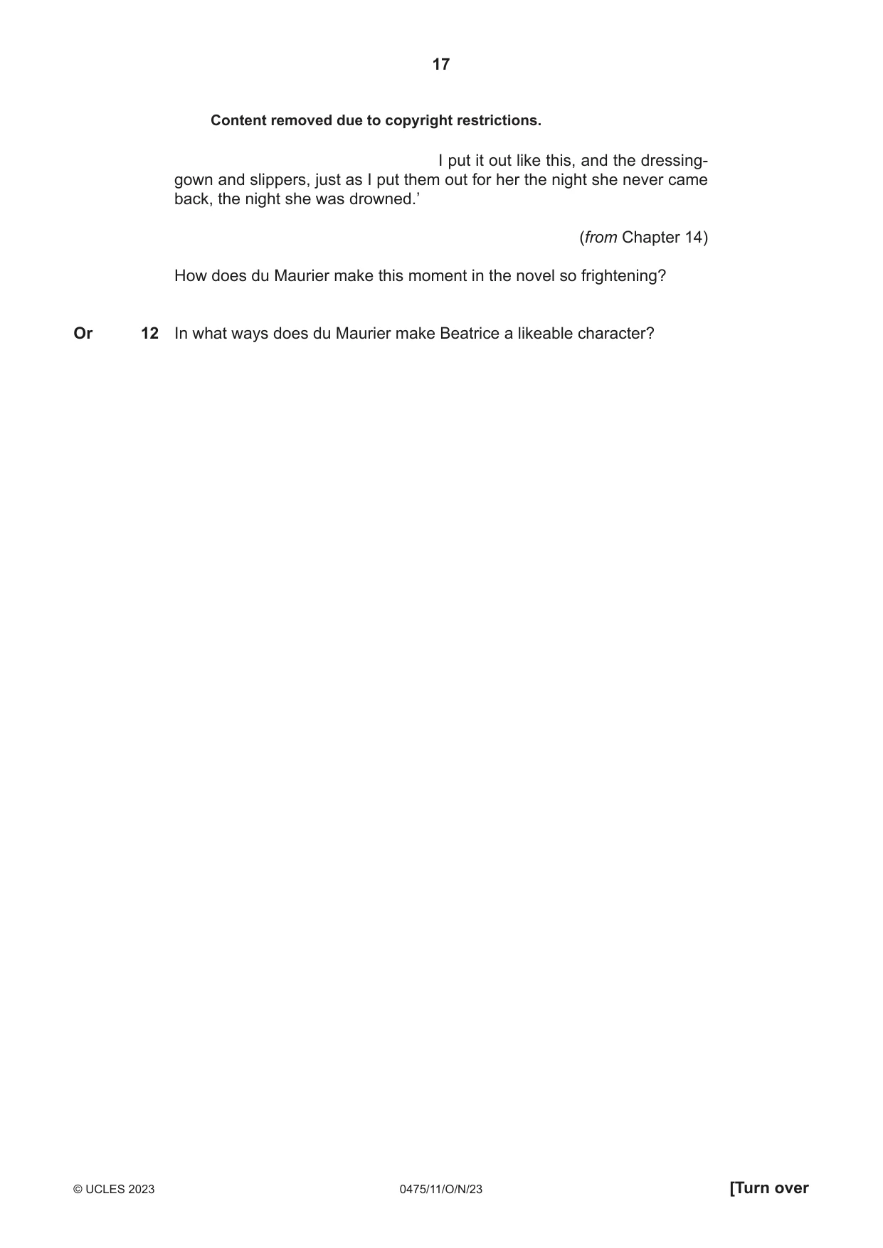 Cambridge IGCSE English - Literature in English 0475 2023 Oct/Nov Paper 1 · Variant 1 question paper, page 17 of 28