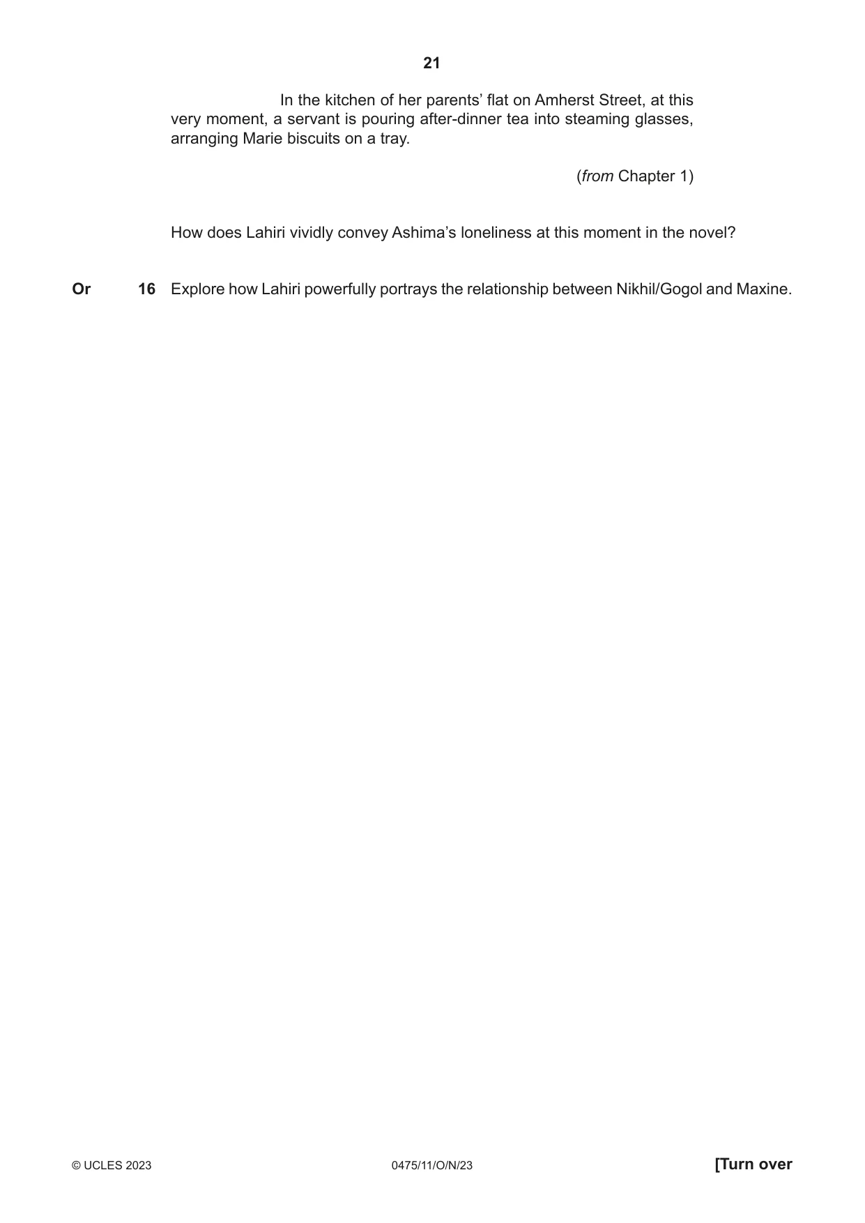 Cambridge IGCSE English - Literature in English 0475 2023 Oct/Nov Paper 1 · Variant 1 question paper, page 21 of 28