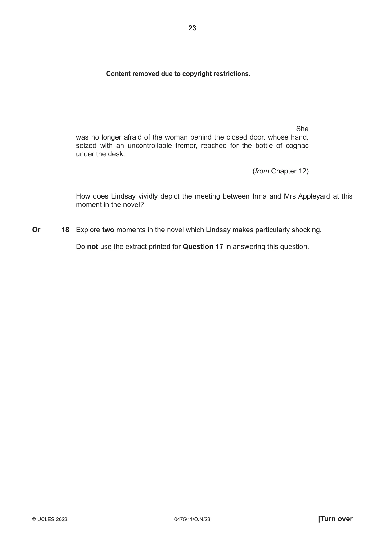 Cambridge IGCSE English - Literature in English 0475 2023 Oct/Nov Paper 1 · Variant 1 question paper, page 23 of 28