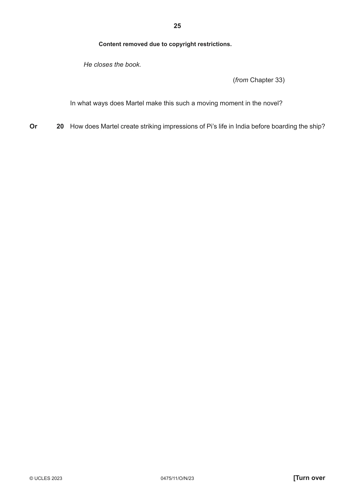 Cambridge IGCSE English - Literature in English 0475 2023 Oct/Nov Paper 1 · Variant 1 question paper, page 25 of 28