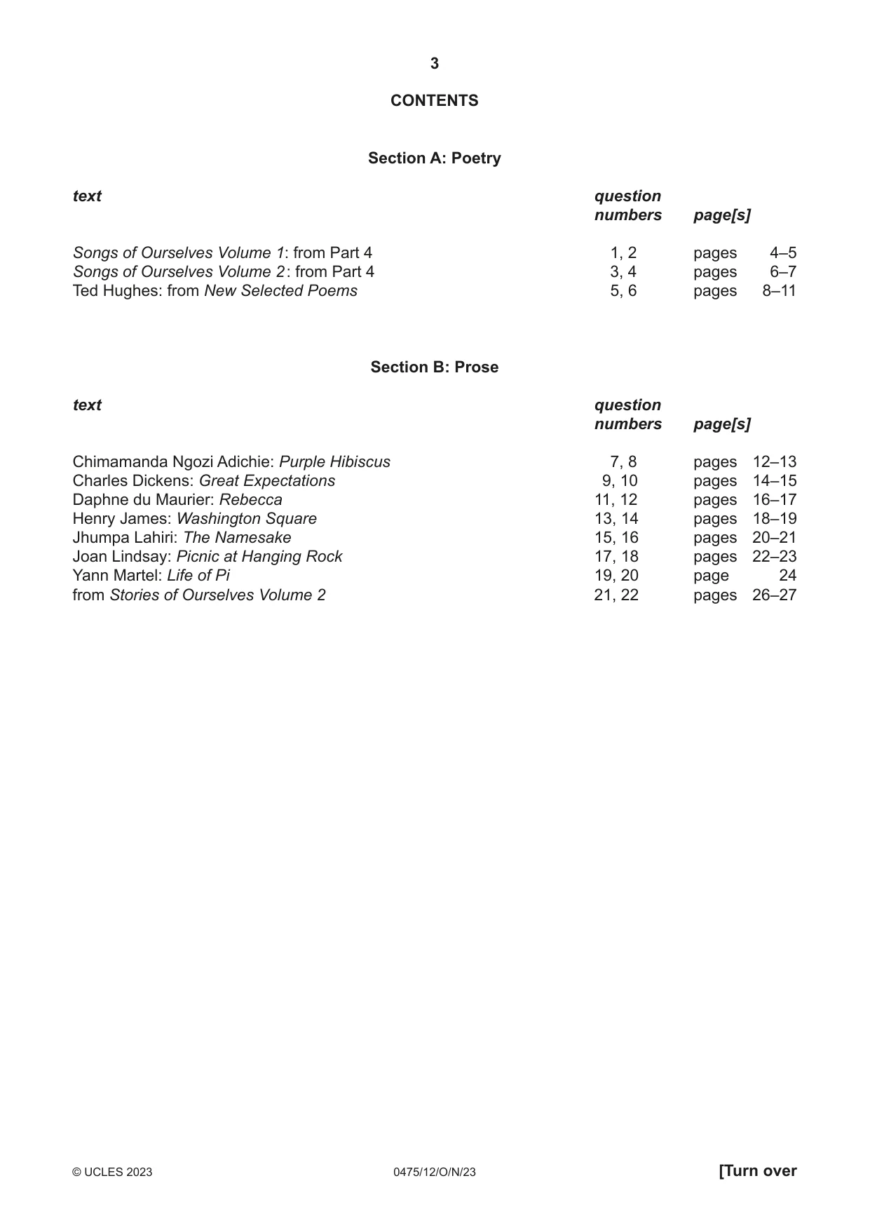 Cambridge IGCSE English - Literature in English 0475 2023 Oct/Nov Paper 1 · Variant 2 question paper, page 3 of 28