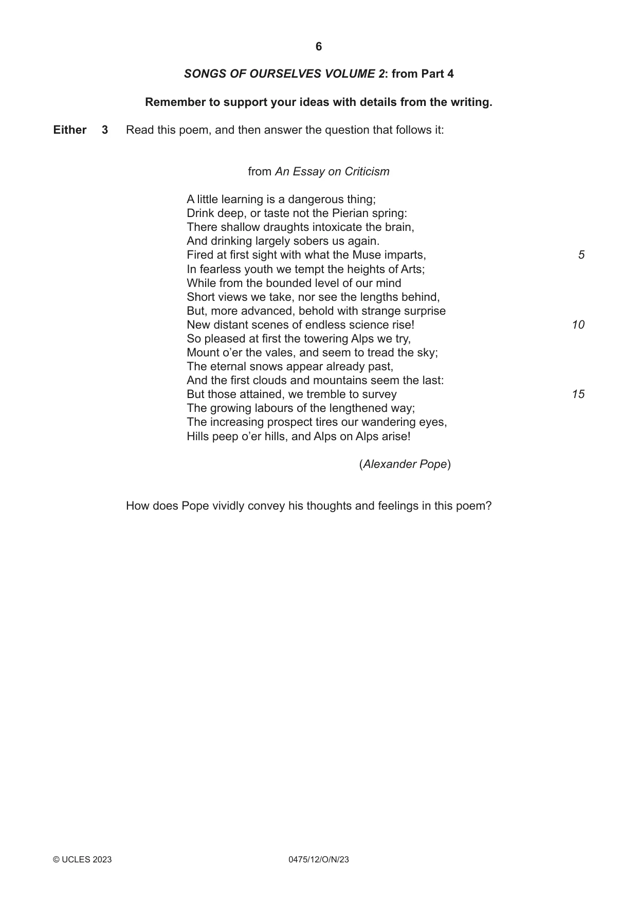 Cambridge IGCSE English - Literature in English 0475 2023 Oct/Nov Paper 1 · Variant 2 question paper, page 6 of 28