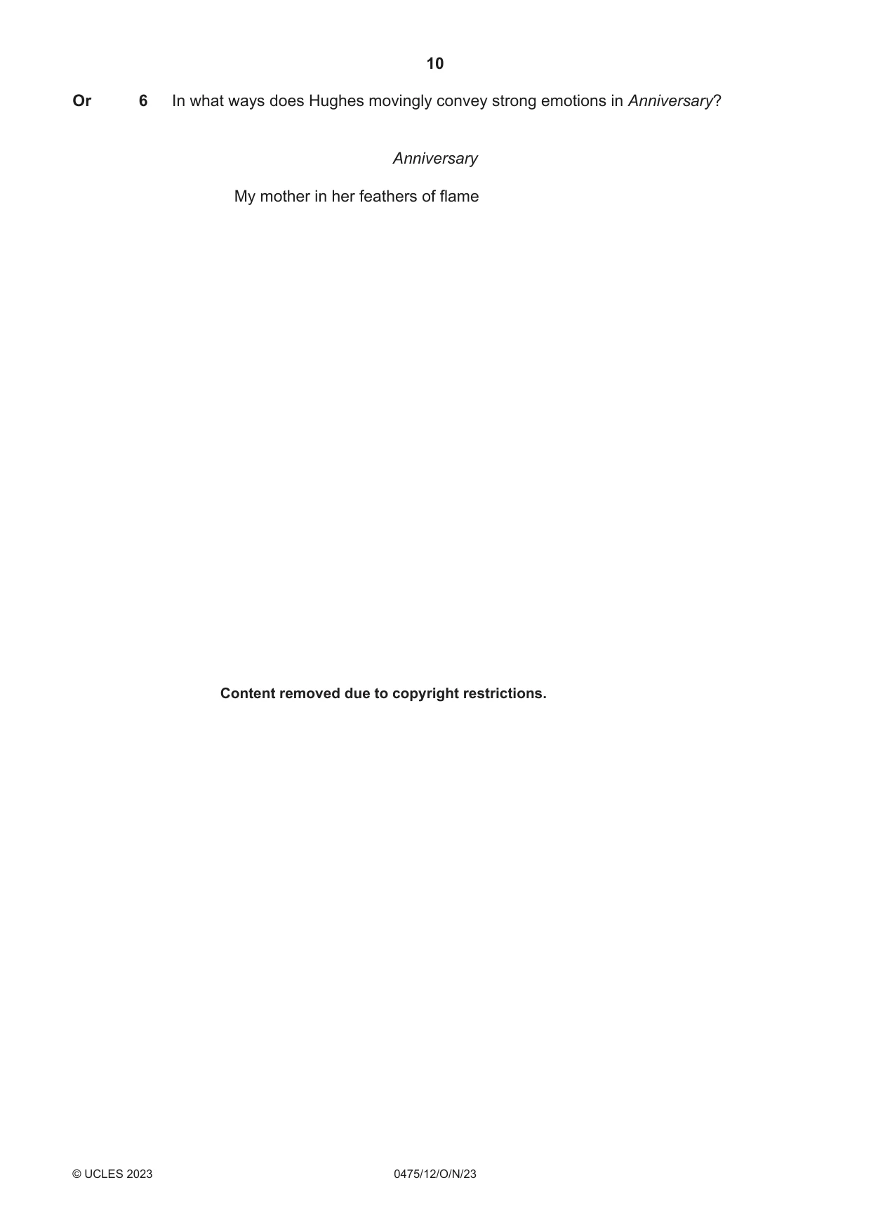 Cambridge IGCSE English - Literature in English 0475 2023 Oct/Nov Paper 1 · Variant 2 question paper, page 10 of 28