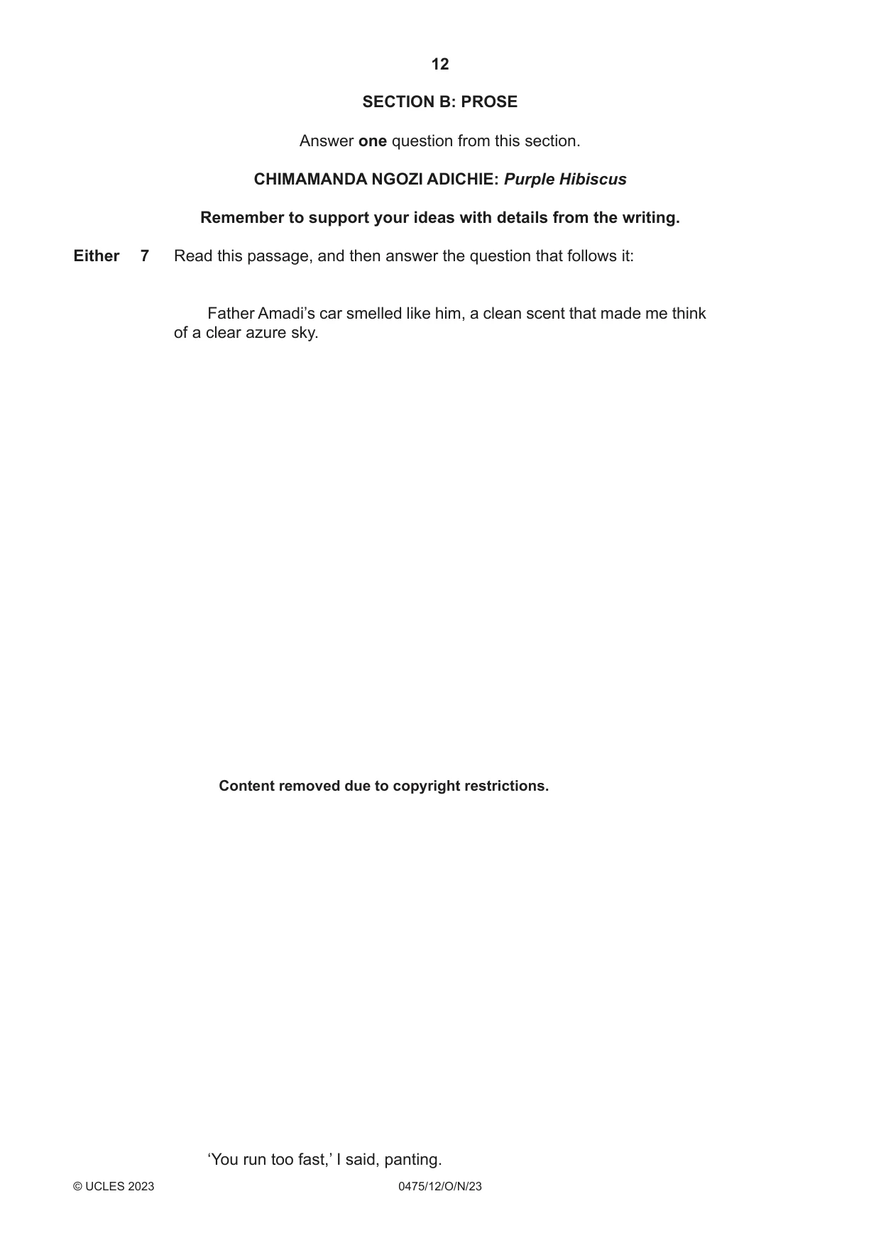 Cambridge IGCSE English - Literature in English 0475 2023 Oct/Nov Paper 1 · Variant 2 question paper, page 12 of 28