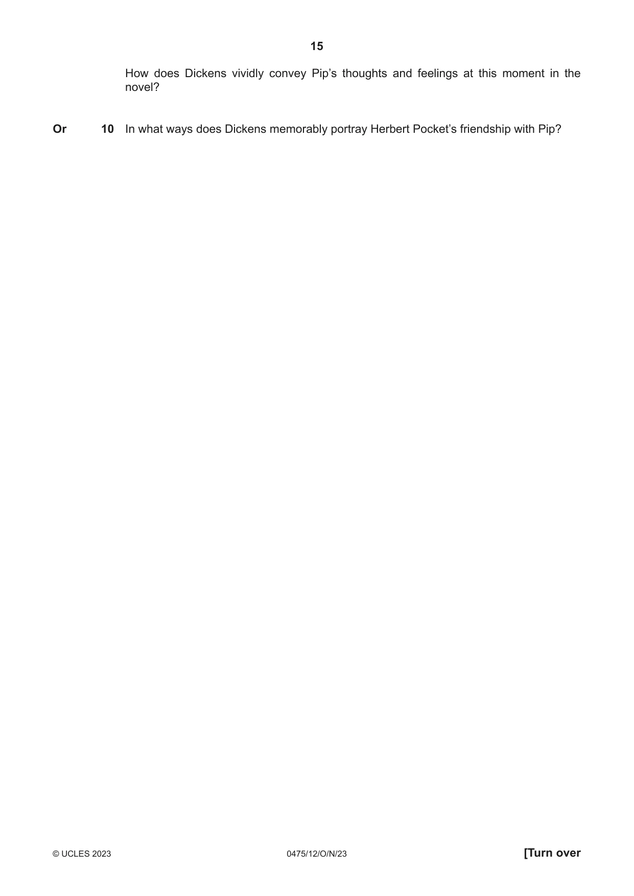 Cambridge IGCSE English - Literature in English 0475 2023 Oct/Nov Paper 1 · Variant 2 question paper, page 15 of 28