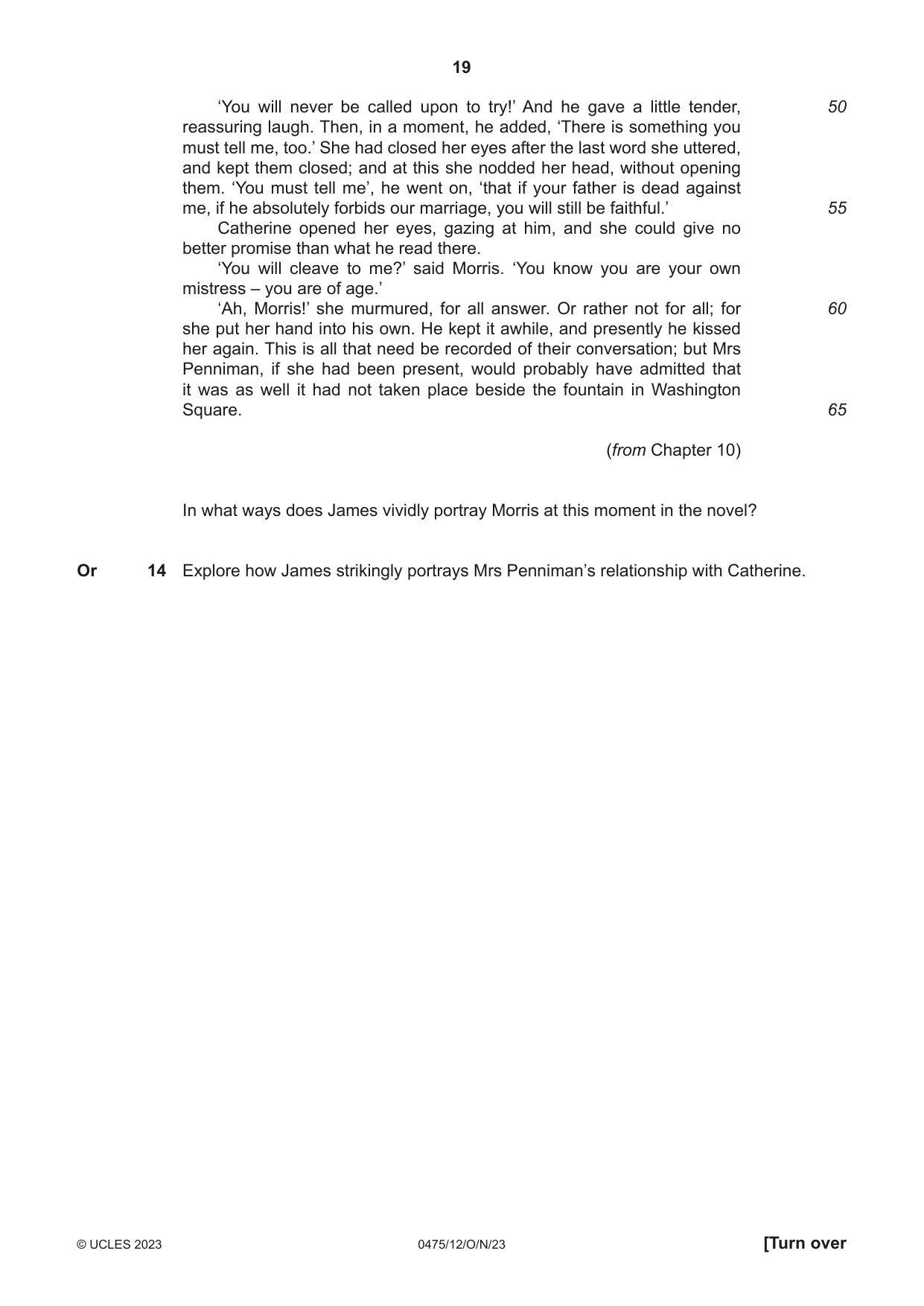 Cambridge IGCSE English - Literature in English 0475 2023 Oct/Nov Paper 1 · Variant 2 question paper, page 19 of 28