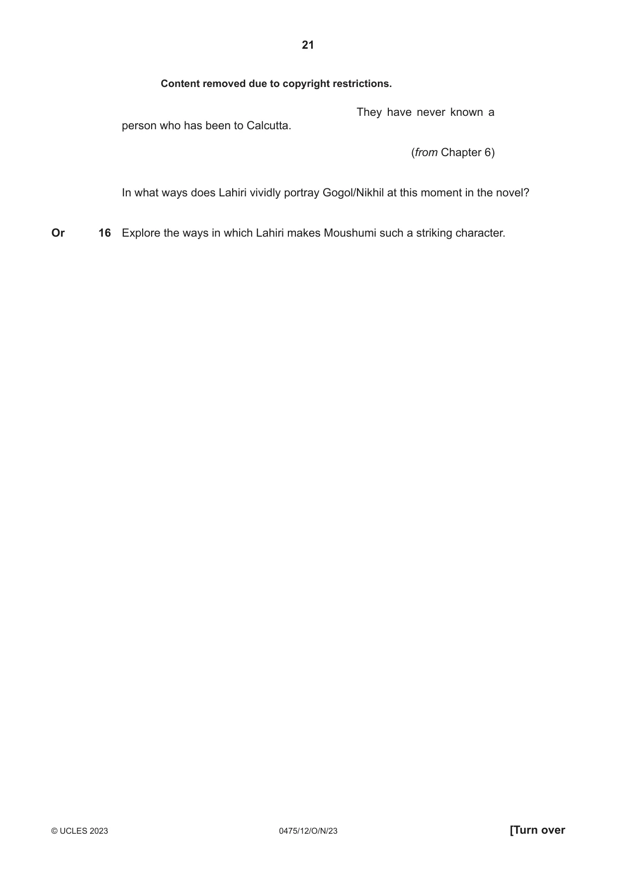 Cambridge IGCSE English - Literature in English 0475 2023 Oct/Nov Paper 1 · Variant 2 question paper, page 21 of 28