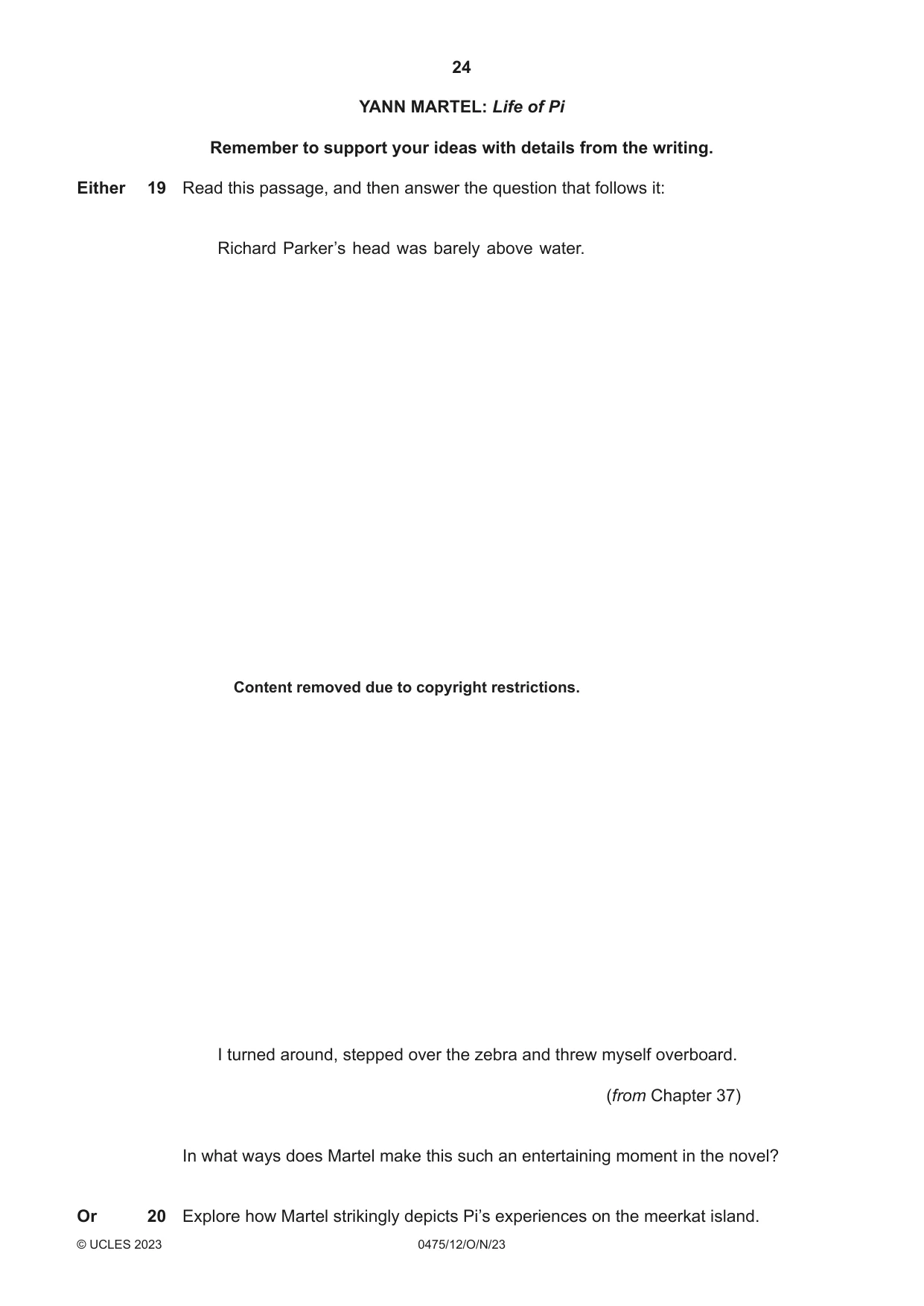 Cambridge IGCSE English - Literature in English 0475 2023 Oct/Nov Paper 1 · Variant 2 question paper, page 24 of 28